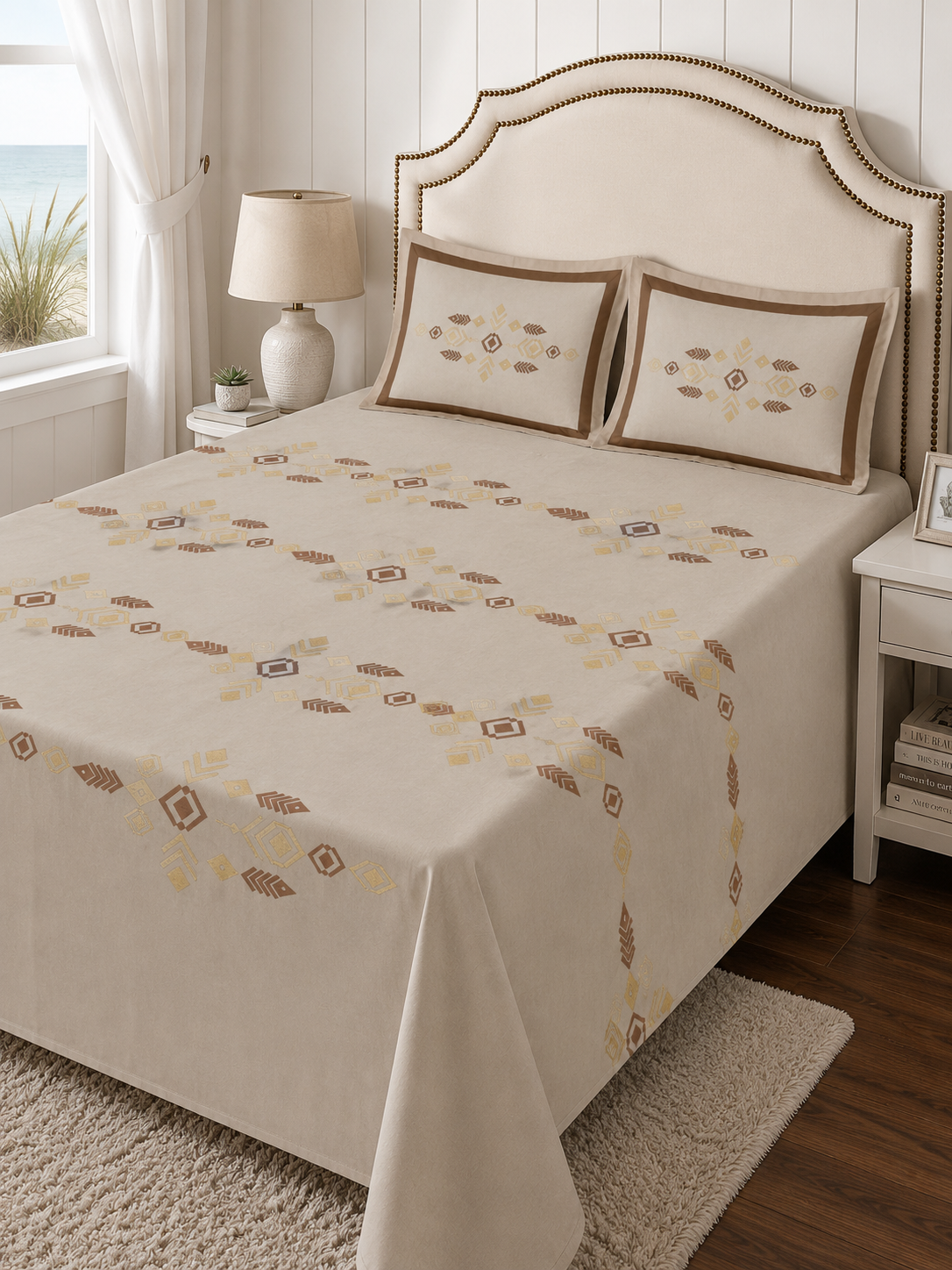 400TC Pure Cotton Embroidered Bedsheet Set