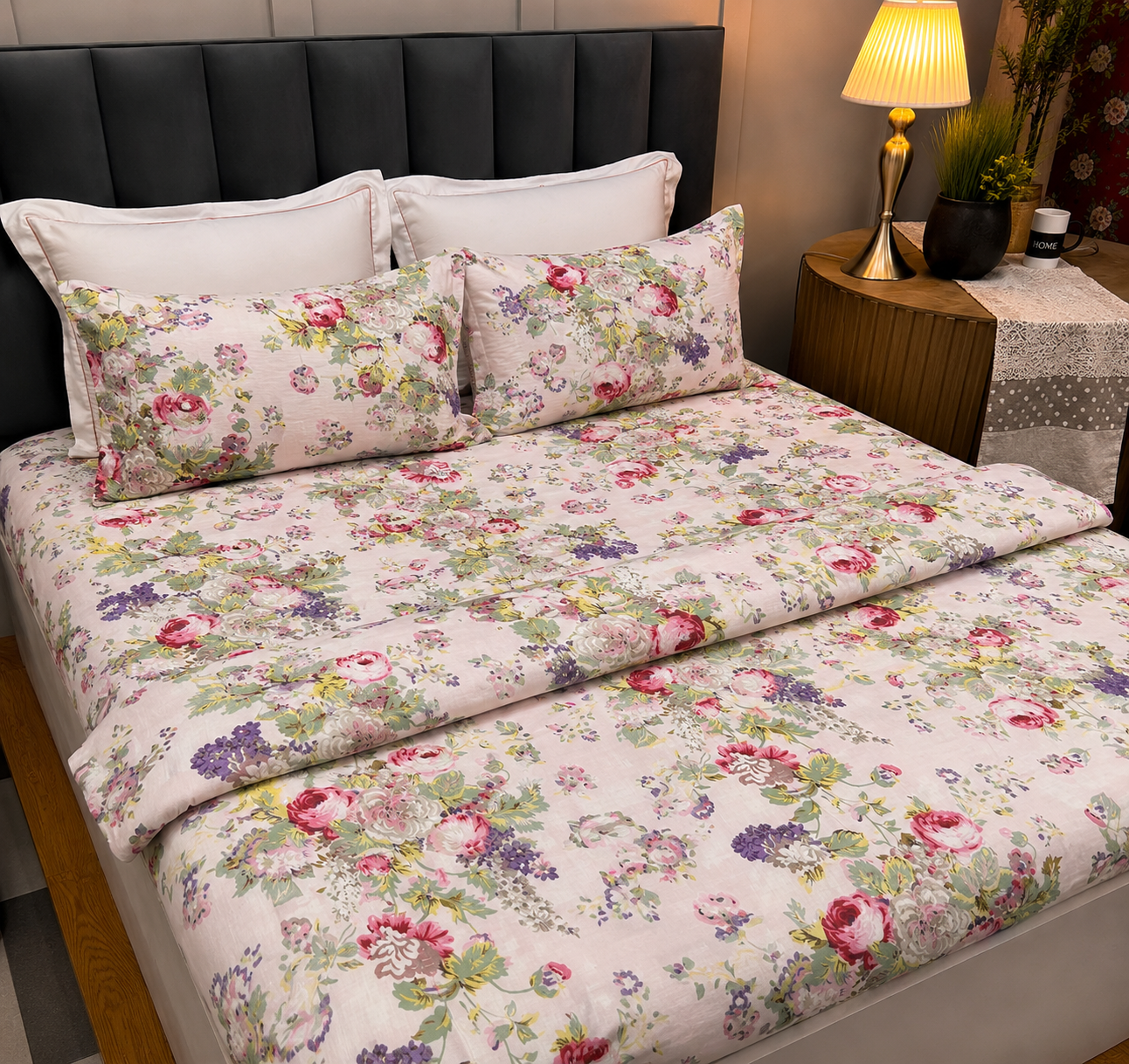 Victorian Floral Collection- Fitted Bedsheet & Dohar