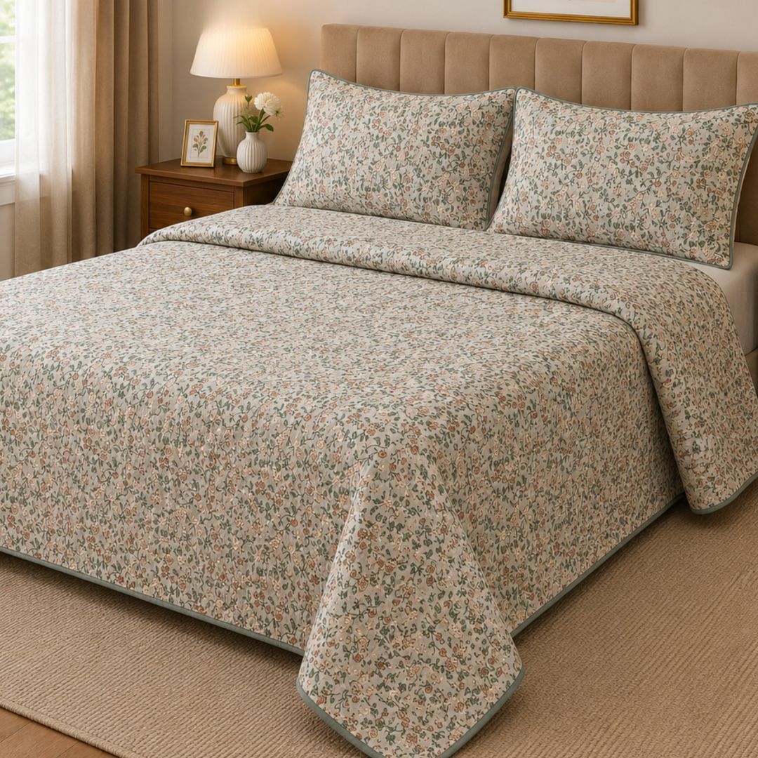 English Cottage Print Bedcover