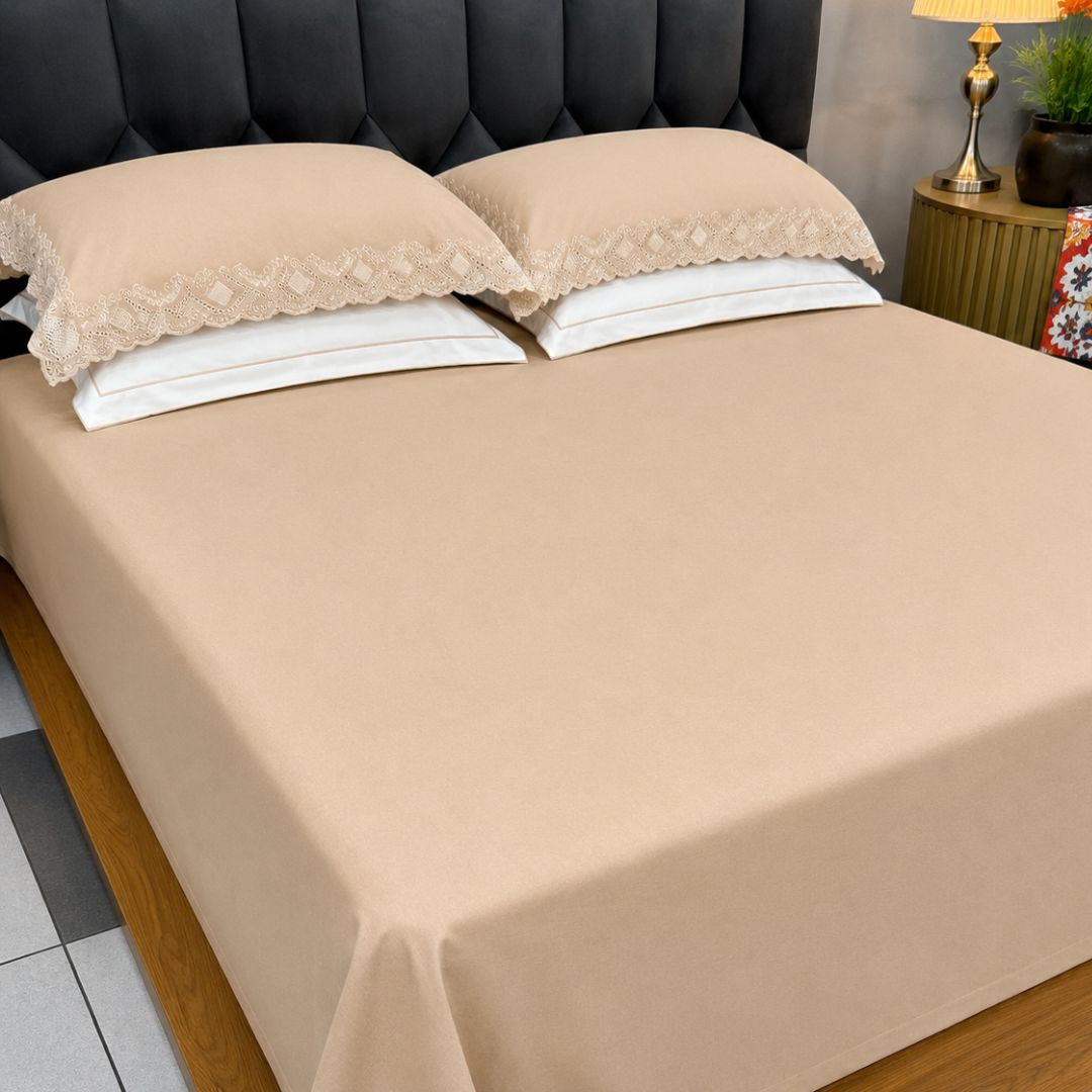 Turkish-Style & Chikankari-Inspired Lace Bedsheet Set