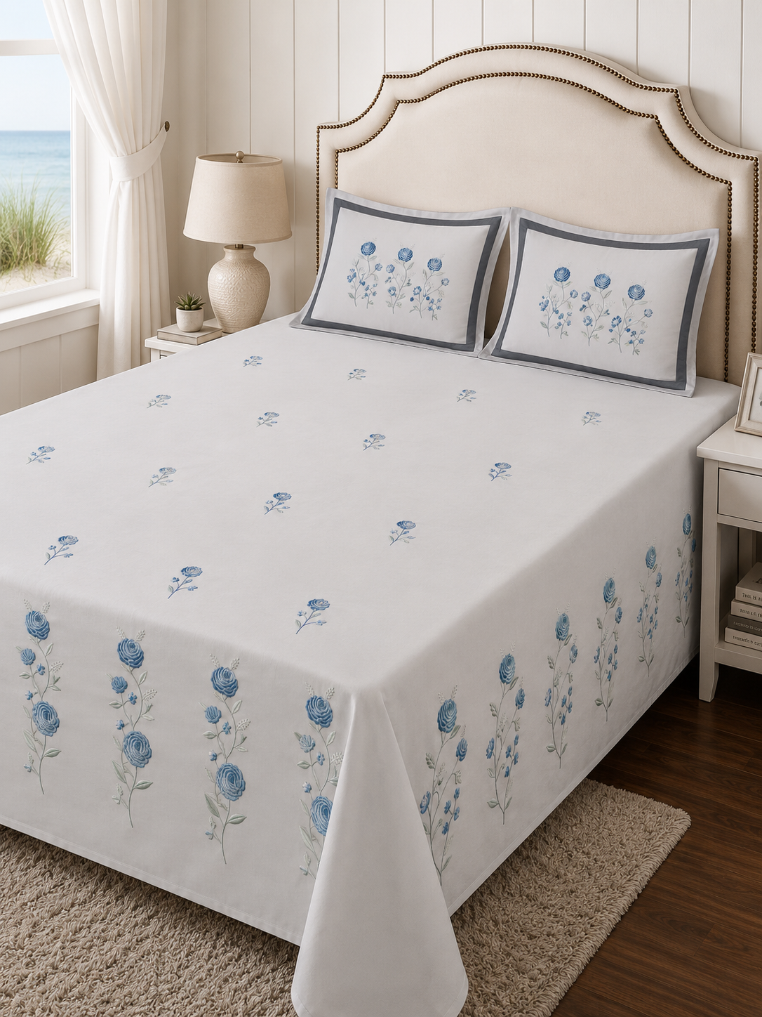 400TC Pure Cotton Embroidered Bedsheet Set