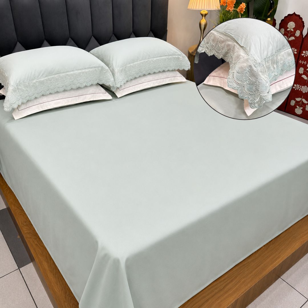 Turkish-Style & Chikankari-Inspired Lace Bedsheet Set