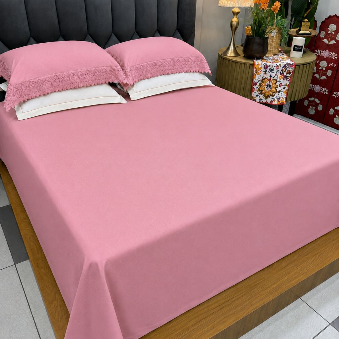 Turkish-Style & Chikankari-Inspired Lace Bedsheet Set