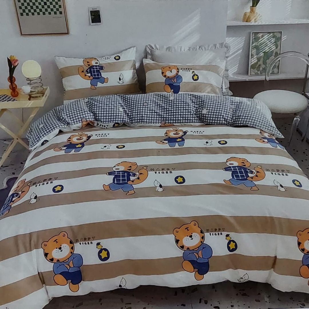 Cute Characters Printed Pure Cotton Bedsheet Set