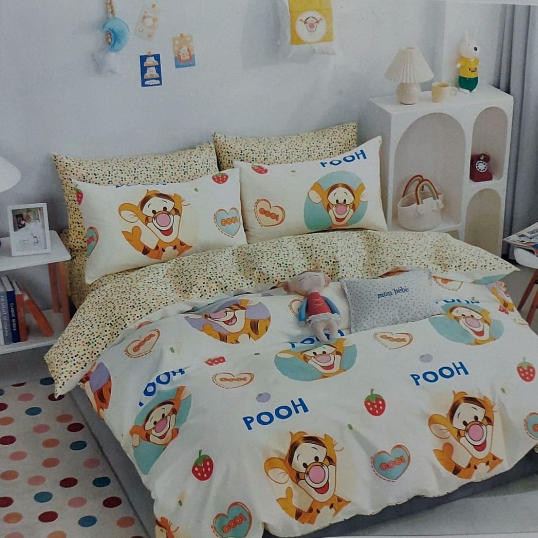 Cute Characters Printed Pure Cotton Bedsheet Set