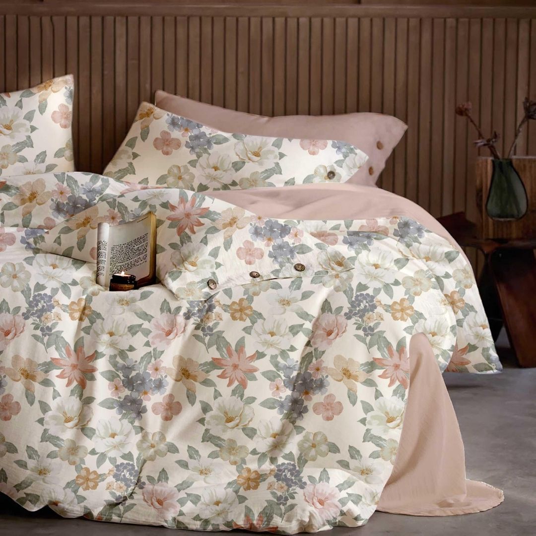 French Toile Inspired King Size Bedsheet – Earthy Neutral Collection
