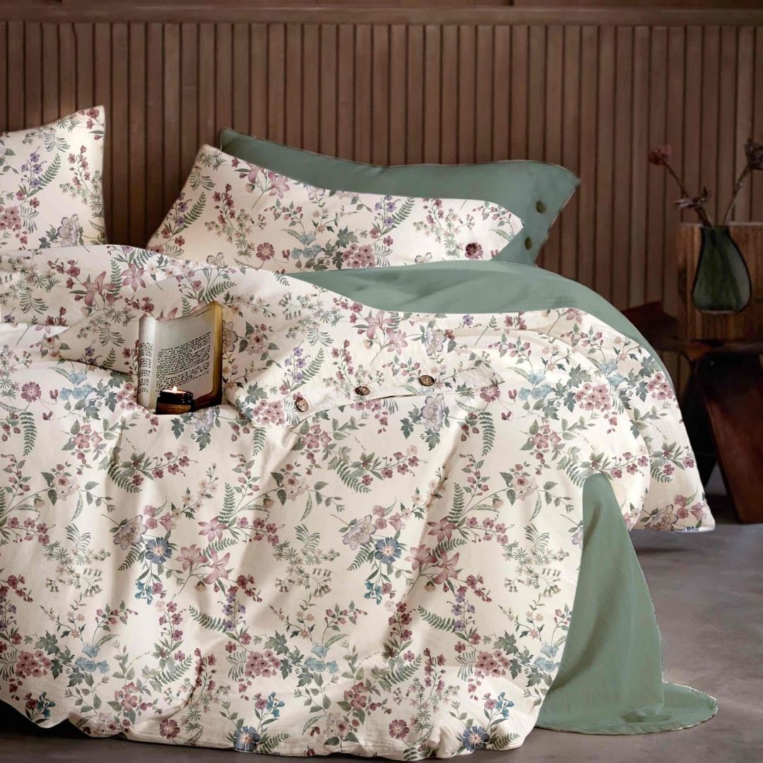 French Toile Inspired King Size Bedsheet – Earthy Neutral Collection