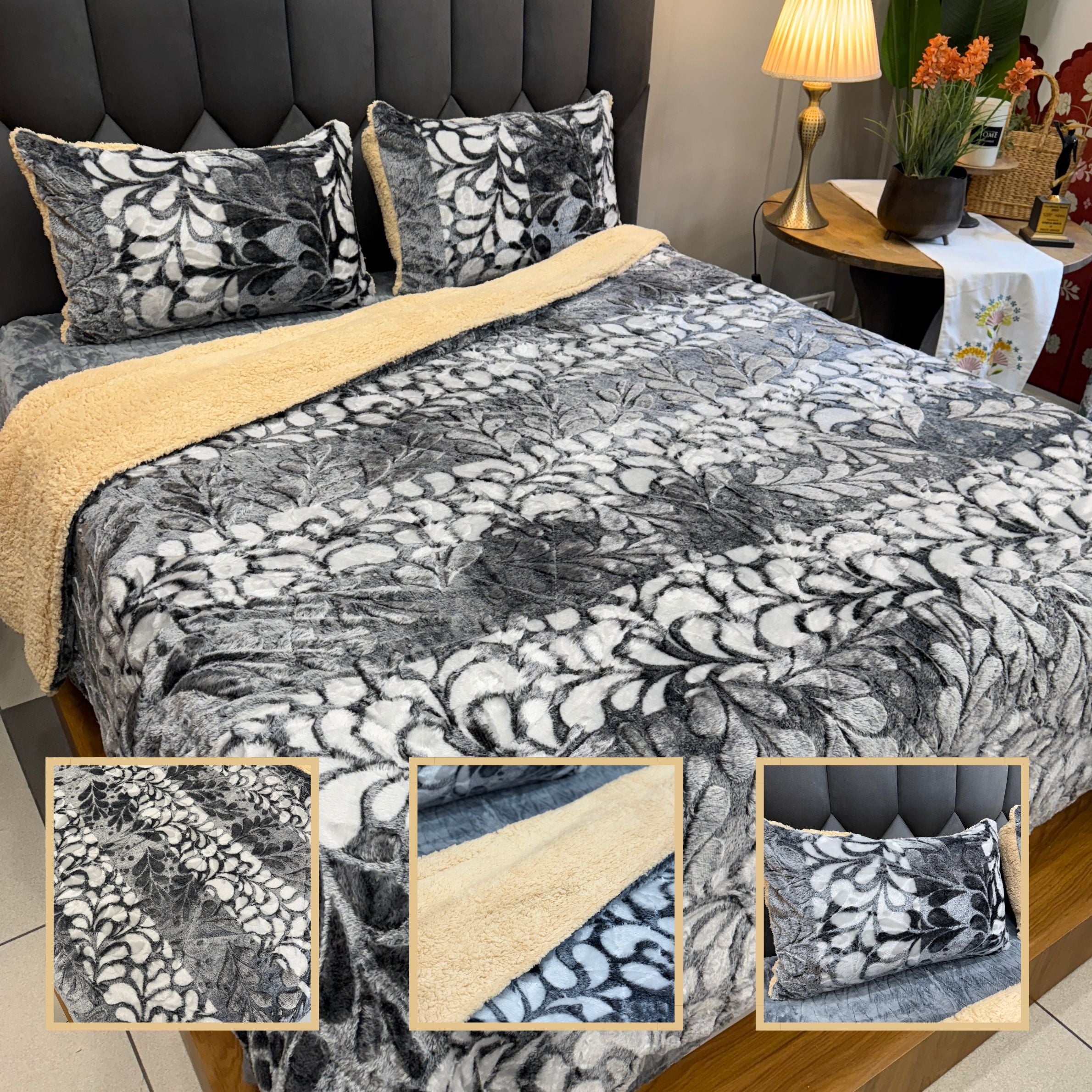 Blanket Cum Quilt with Sherpa Backing