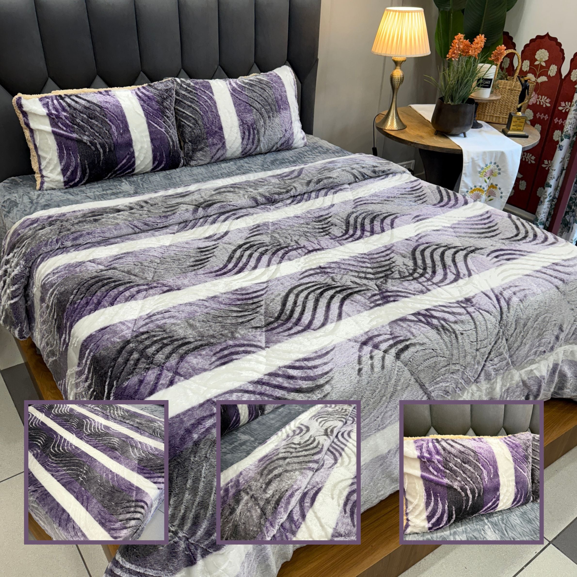 Blanket Cum Quilt with Sherpa Backing