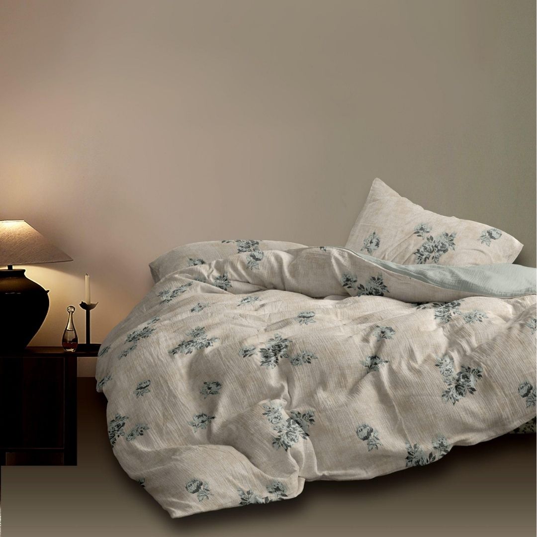 French Toile Inspired King Size Bedsheet – Earthy Neutral Collection