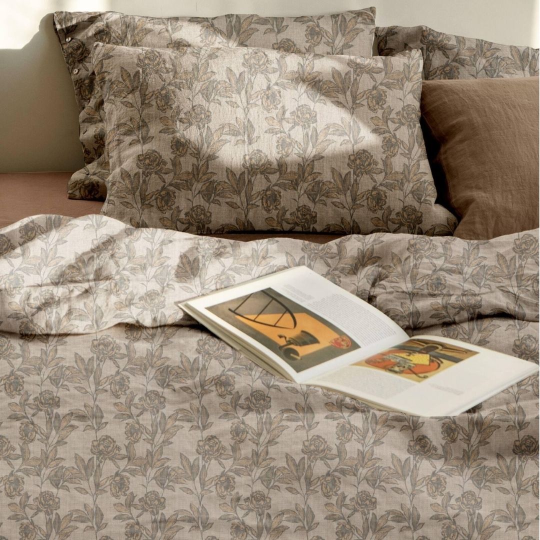 French Toile Inspired King Size Bedsheet – Earthy Neutral Collection