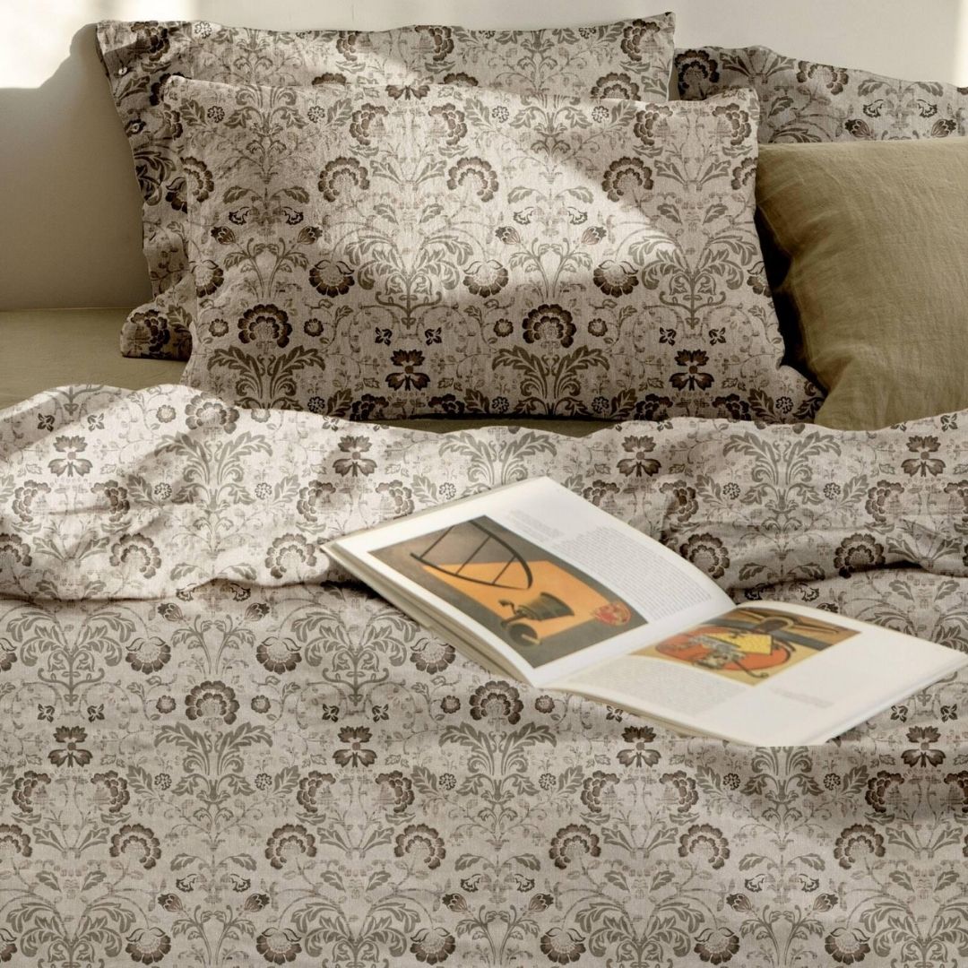 French Toile Inspired King Size Bedsheet – Earthy Neutral Collection