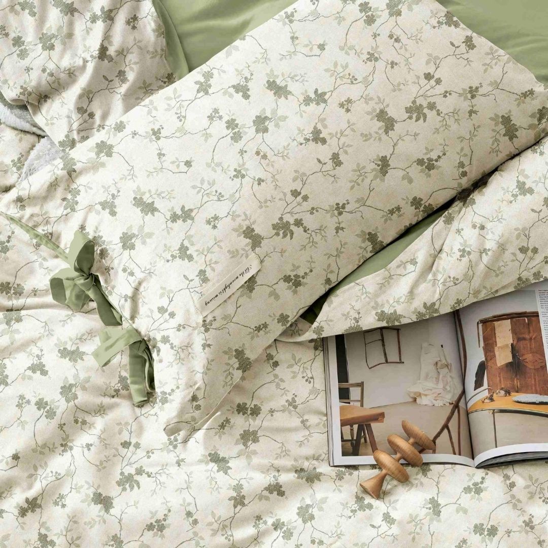 French Toile Inspired King Size Bedsheet – Earthy Neutral Collection