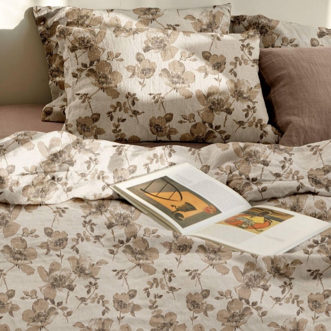 French Toile Inspired King Size Bedsheet – Earthy Neutral Collection