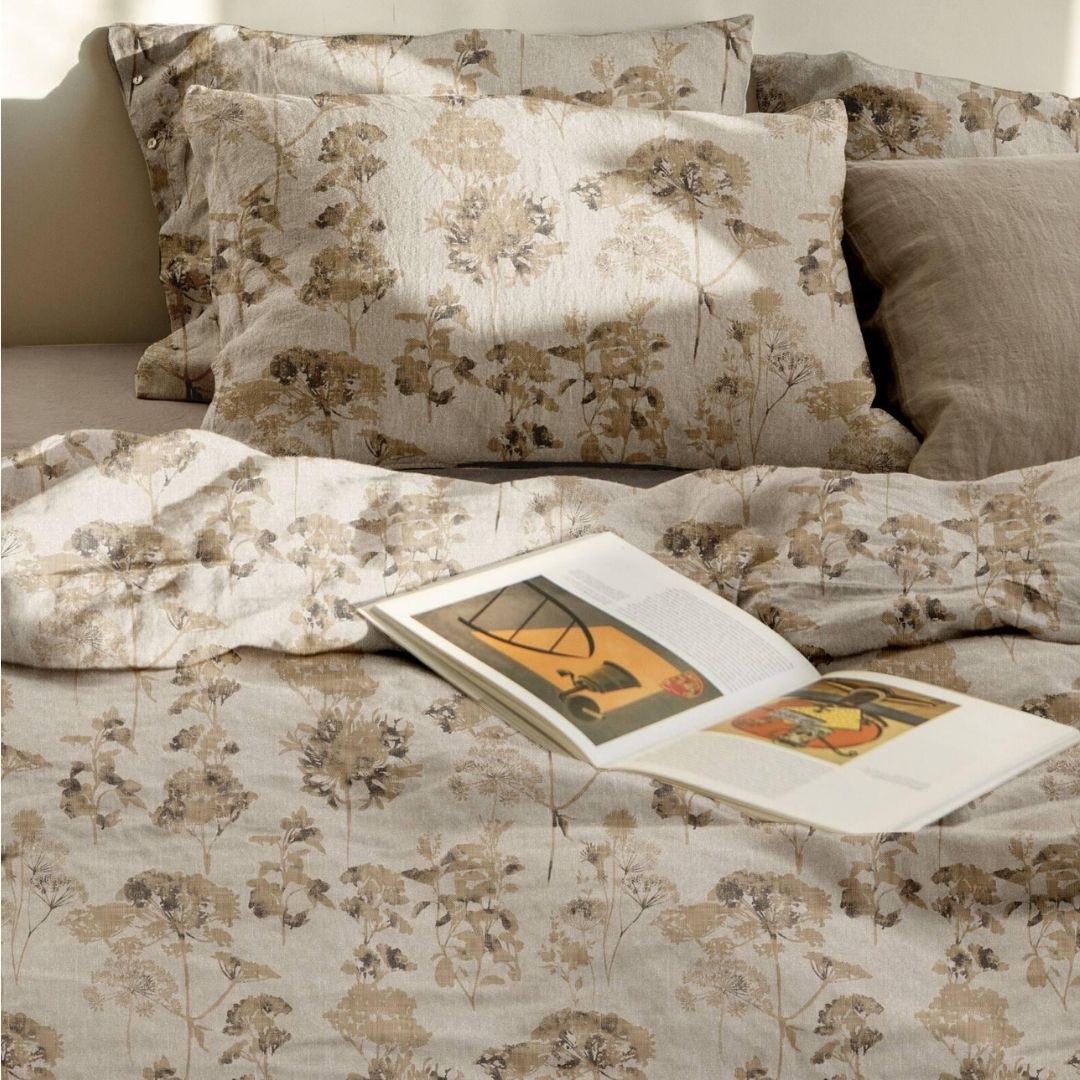 French Toile Inspired King Size Bedsheet – Earthy Neutral Collection