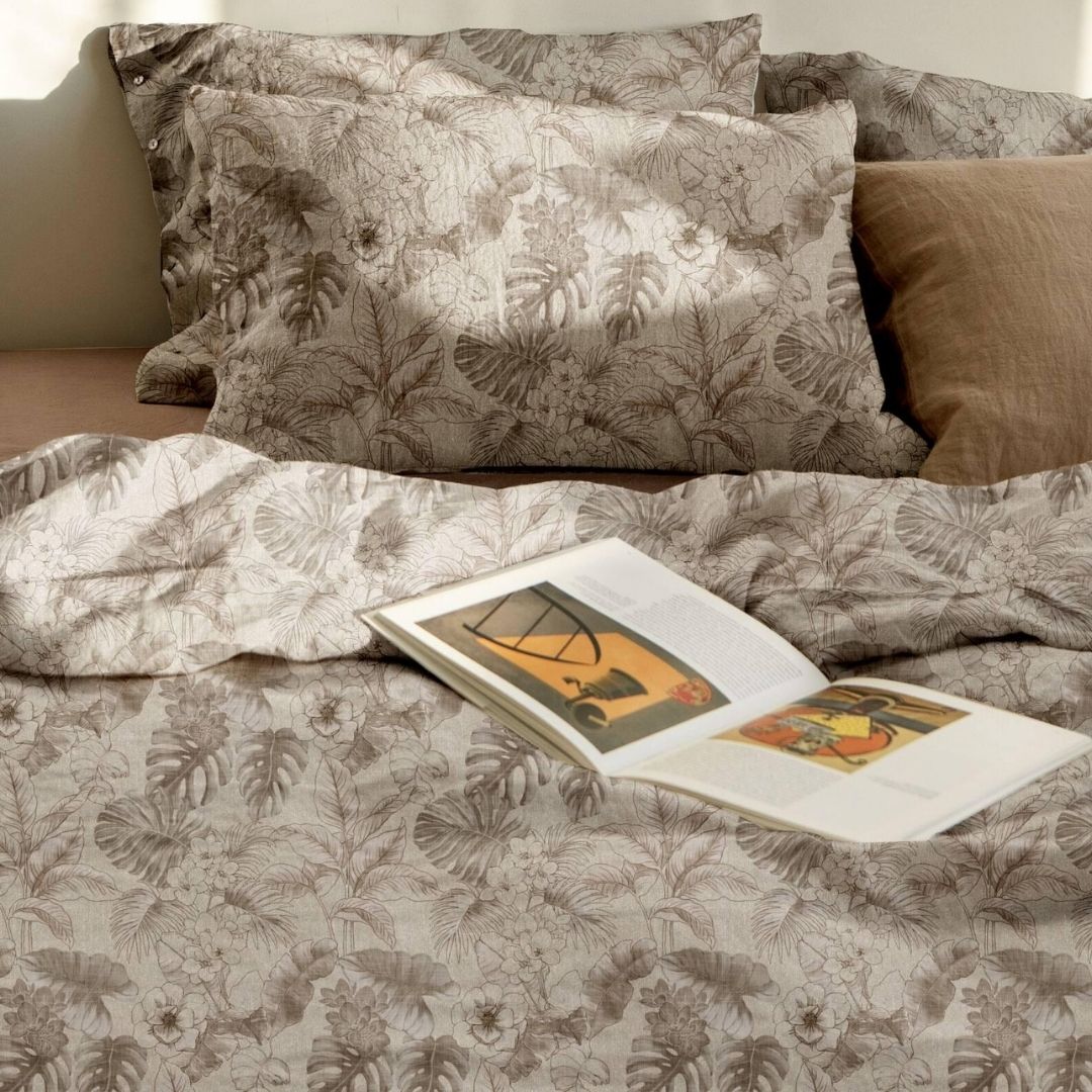French Toile Inspired King Size Bedsheet – Earthy Neutral Collection