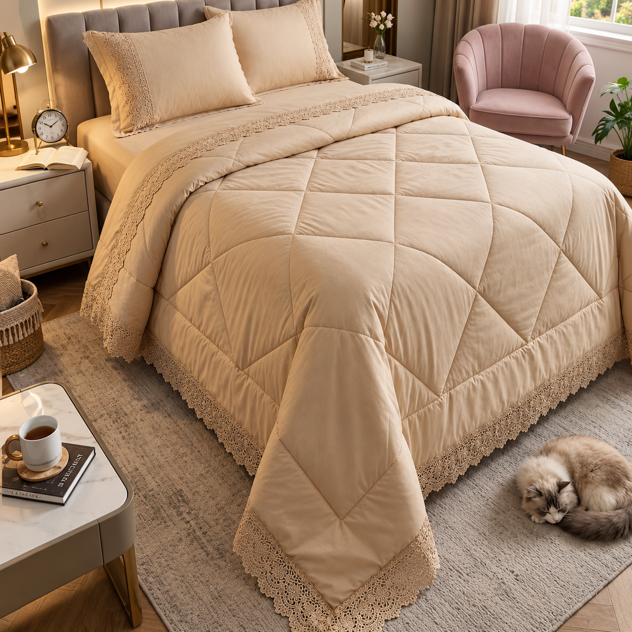 Turkish Style Lace AC Comforter Set