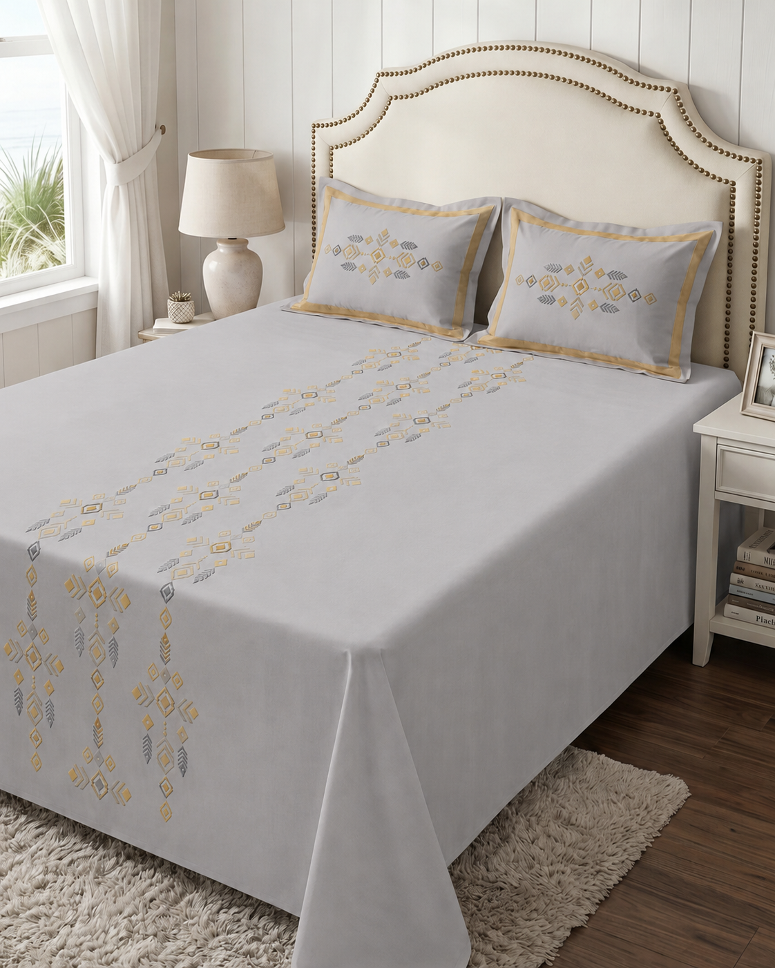 400TC Pure Cotton Embroidered Bedsheet Set