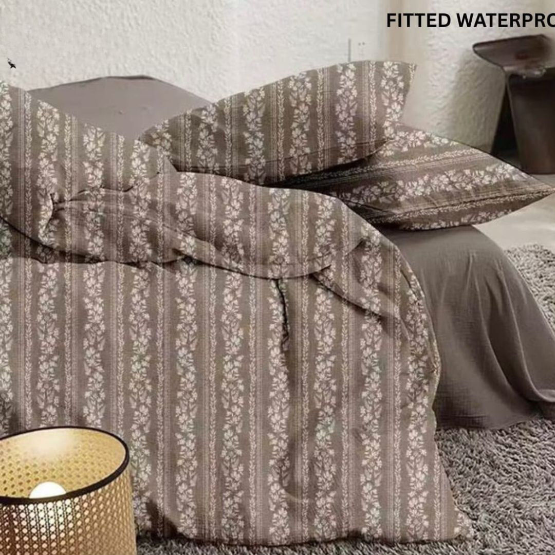 3-in-1 King Size Fitted Waterproof Mattress Protector Bedsheet Set