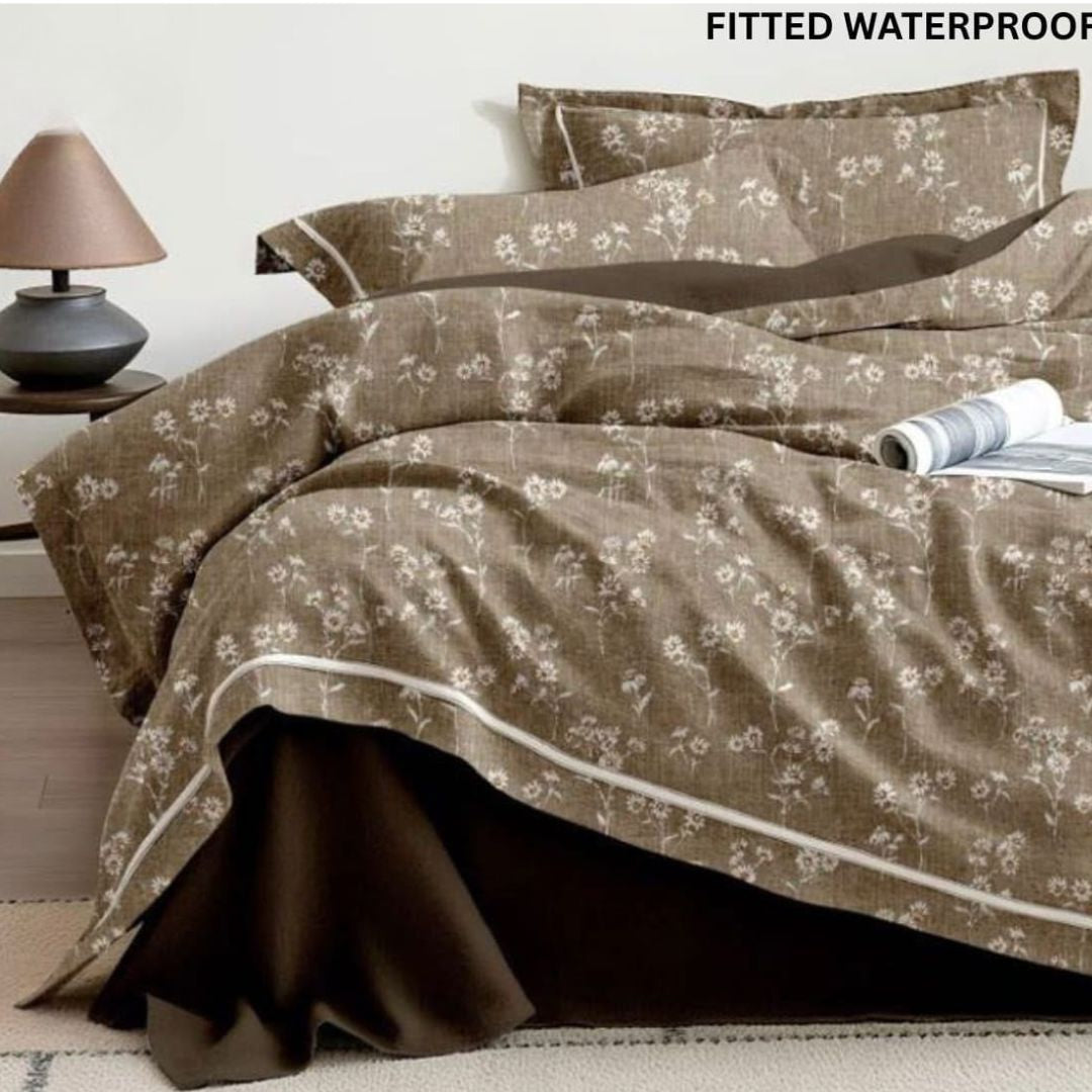 3-in-1 King Size Fitted Waterproof Mattress Protector Bedsheet Set