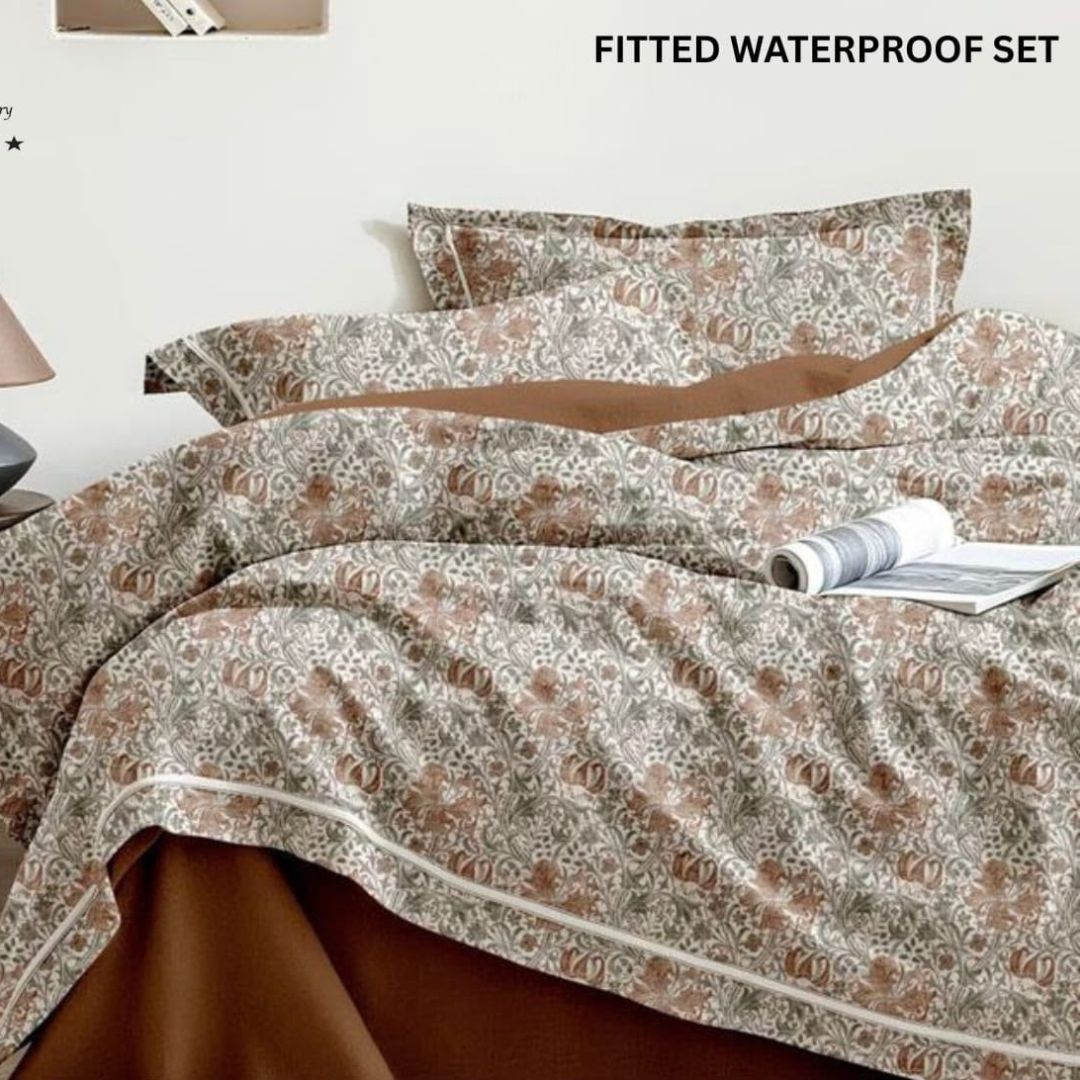 3-in-1 King Size Fitted Waterproof Mattress Protector Bedsheet Set