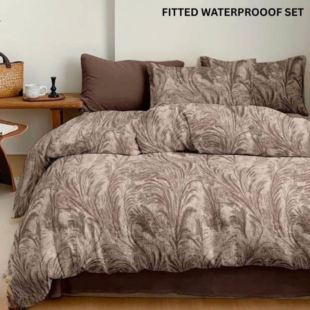 3-in-1 King Size Fitted Waterproof Mattress Protector Bedsheet Set