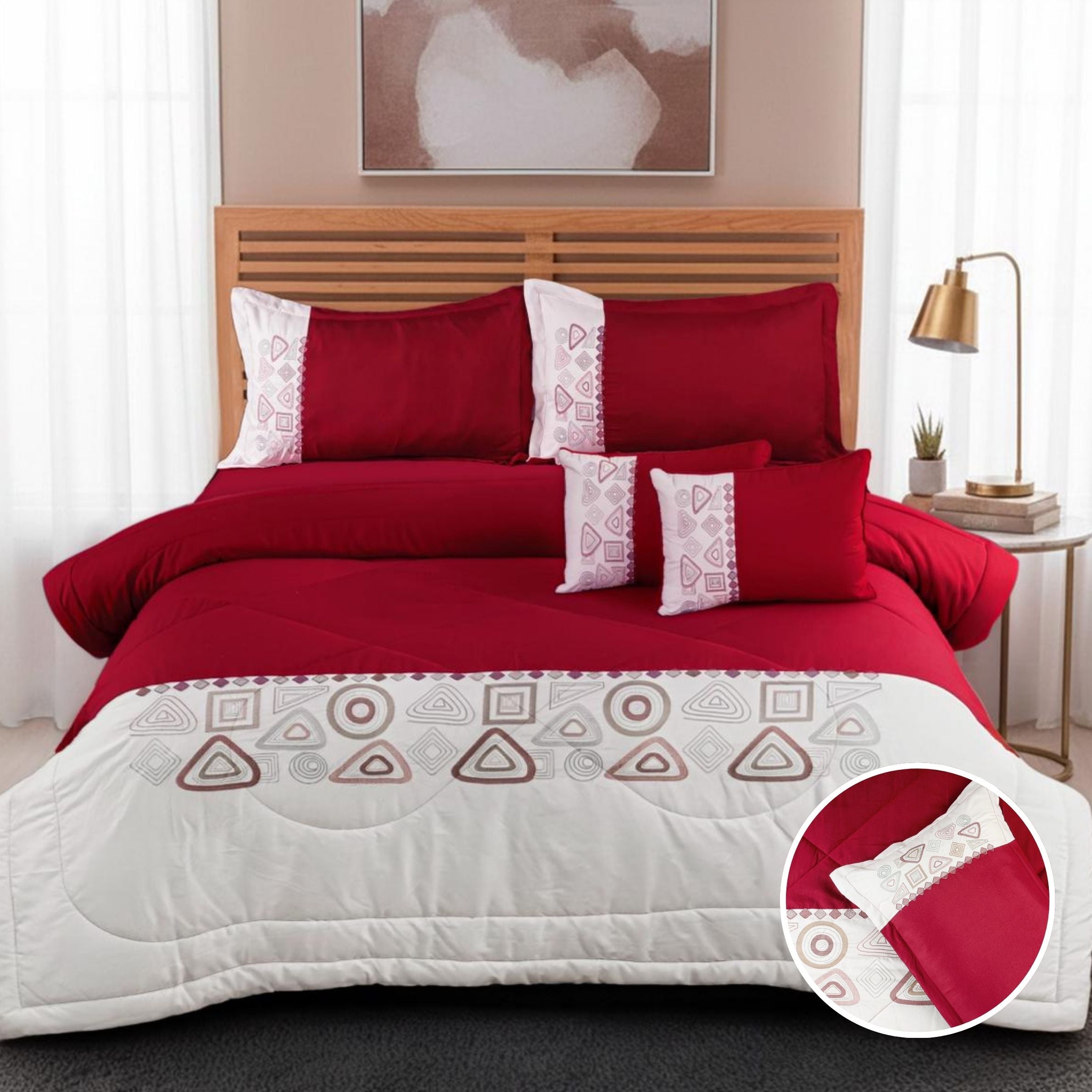 Premium 6-Piece Embroidered Comforter Set – King Size