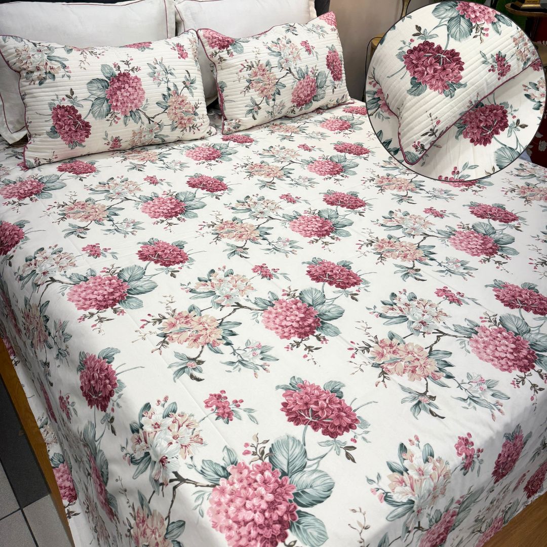 Vintage Floral Prints King Size Bedsheet Set