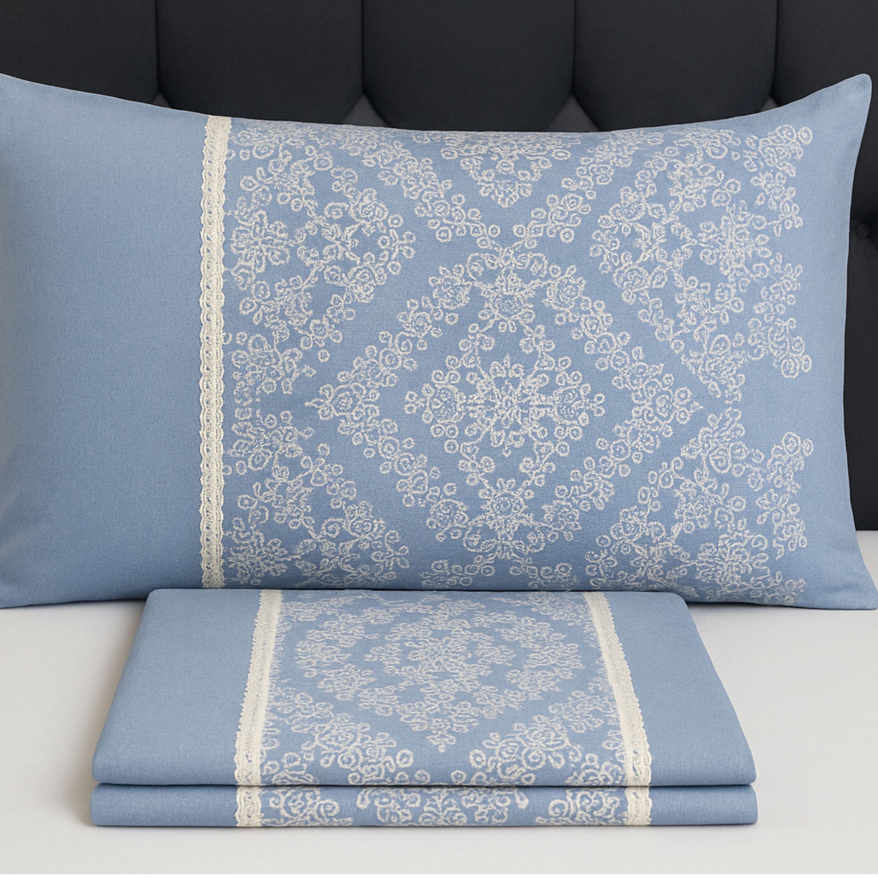 Slub Cotton Embroidered Minimalistic Bedcovers