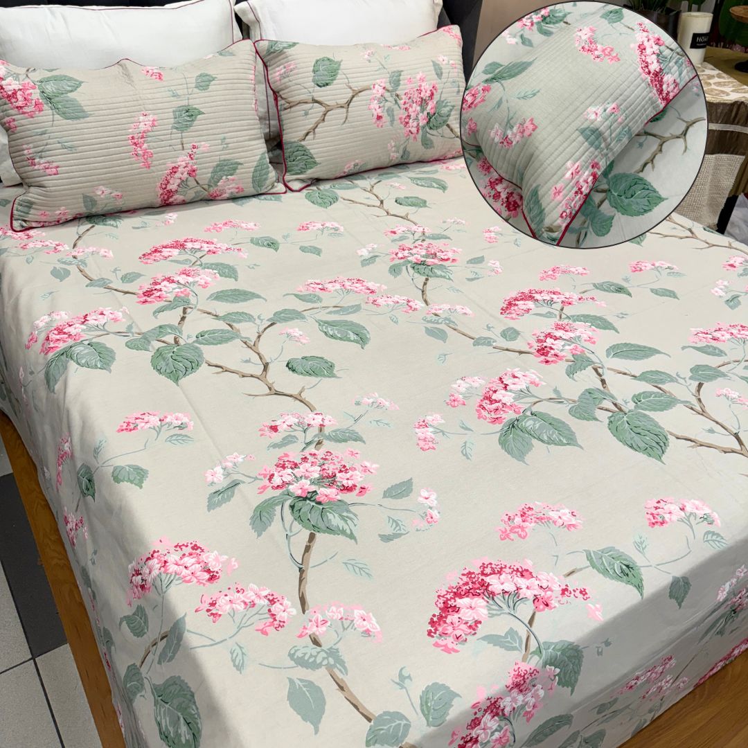 Vintage Floral Prints King Size Bedsheet Set