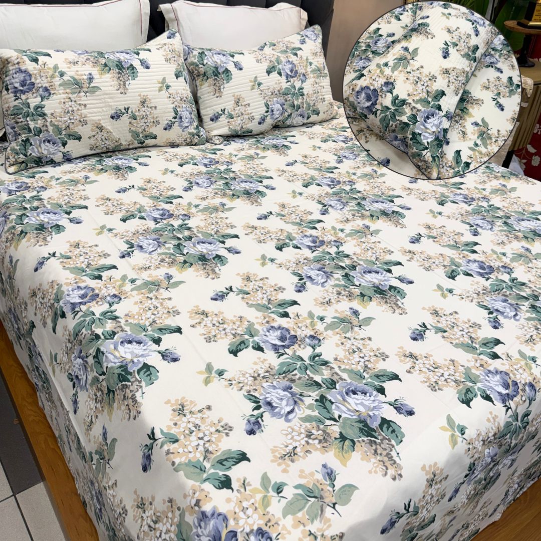 Vintage Floral Prints King Size Bedsheet Set