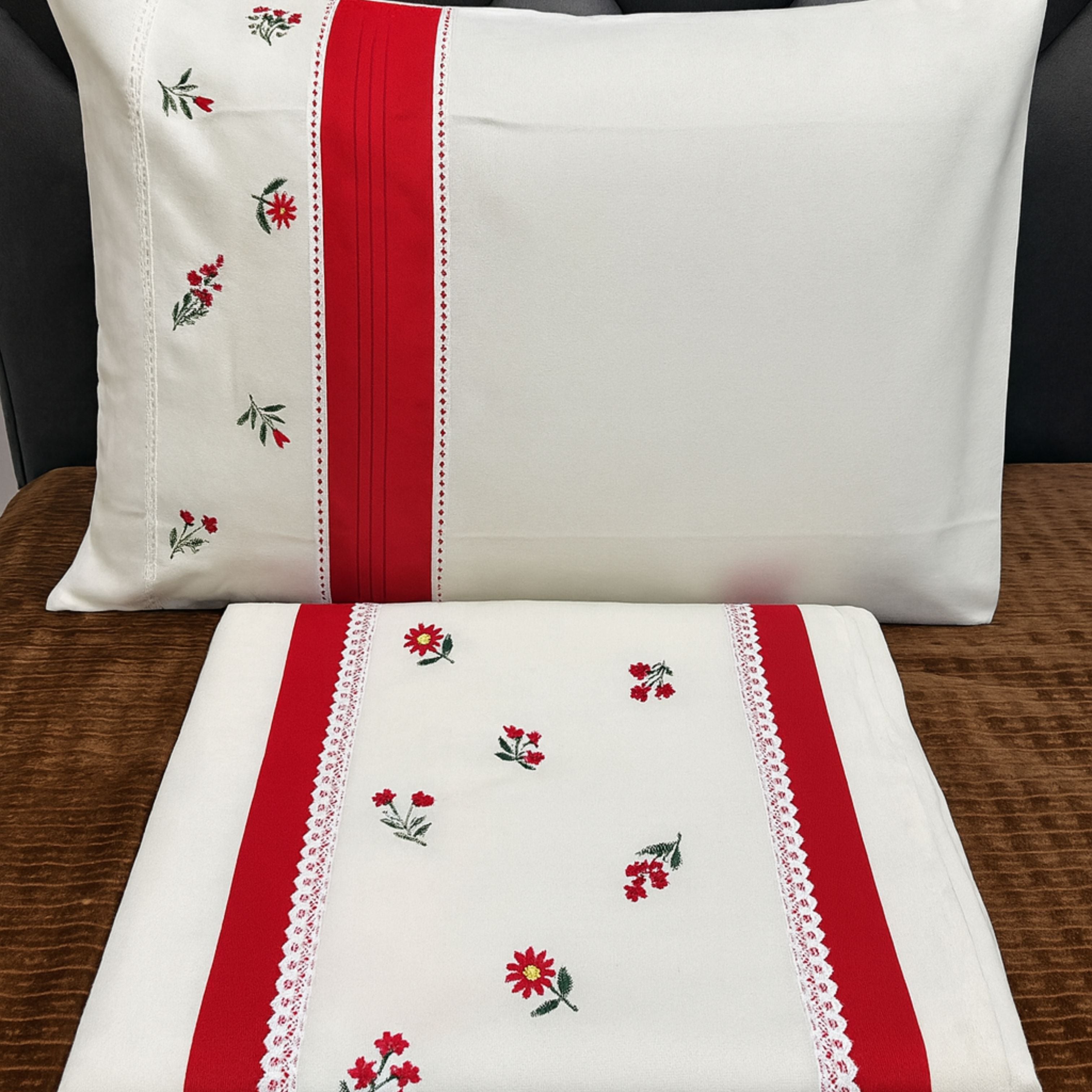 Slub Cotton Embroidered Minimalistic Bedcovers