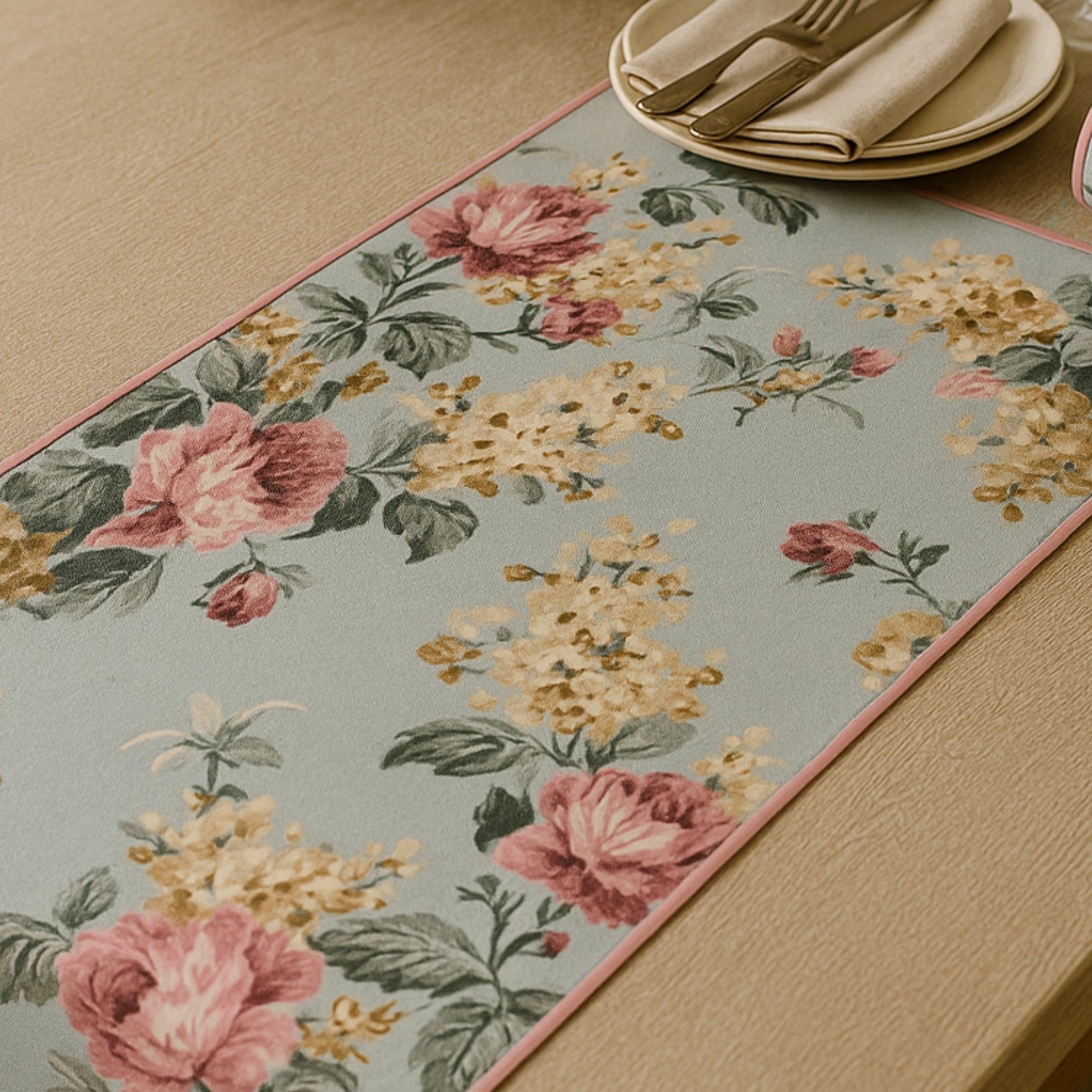 Printed Anti Skid Table Runner for Dining / Center Table Suitable for 4 Seater & 6 Seater