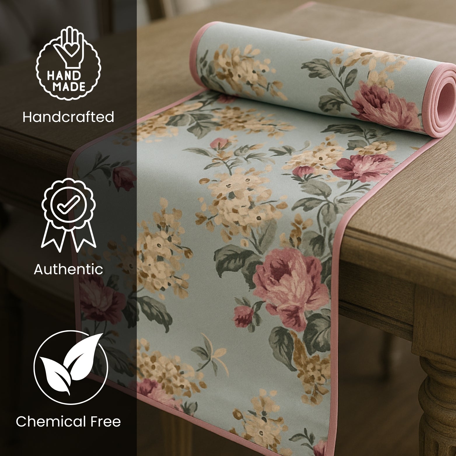 Printed Anti Skid Table Runner for Dining / Center Table Suitable for 4 Seater & 6 Seater
