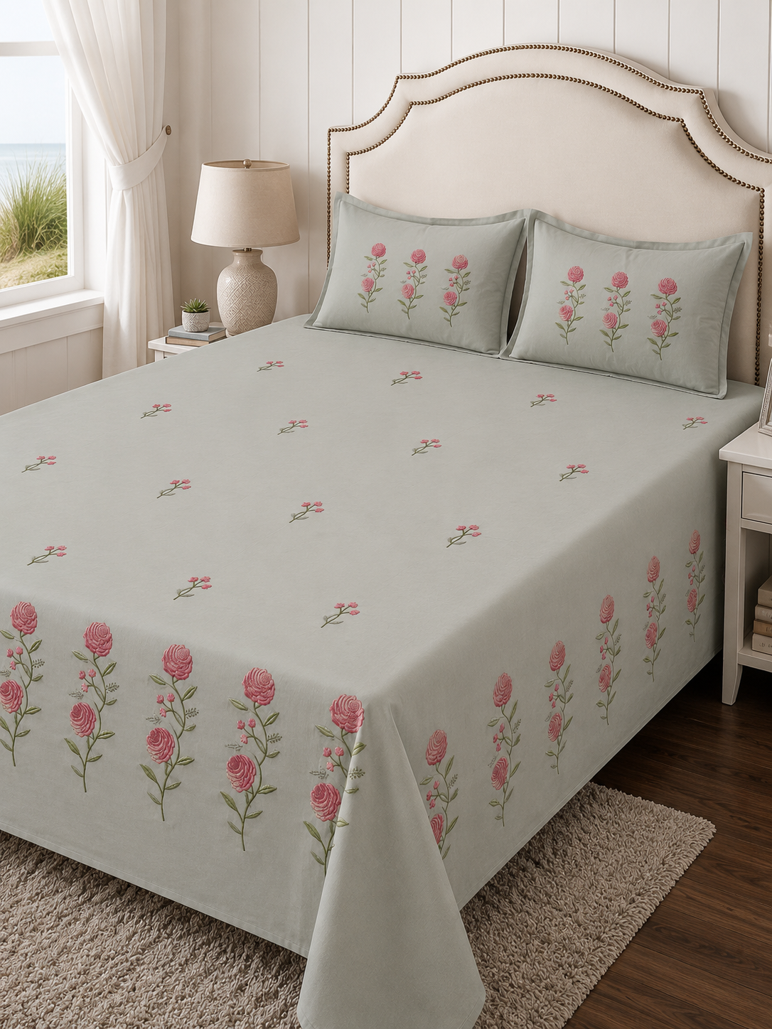 400TC Pure Cotton Embroidered Bedsheet Set