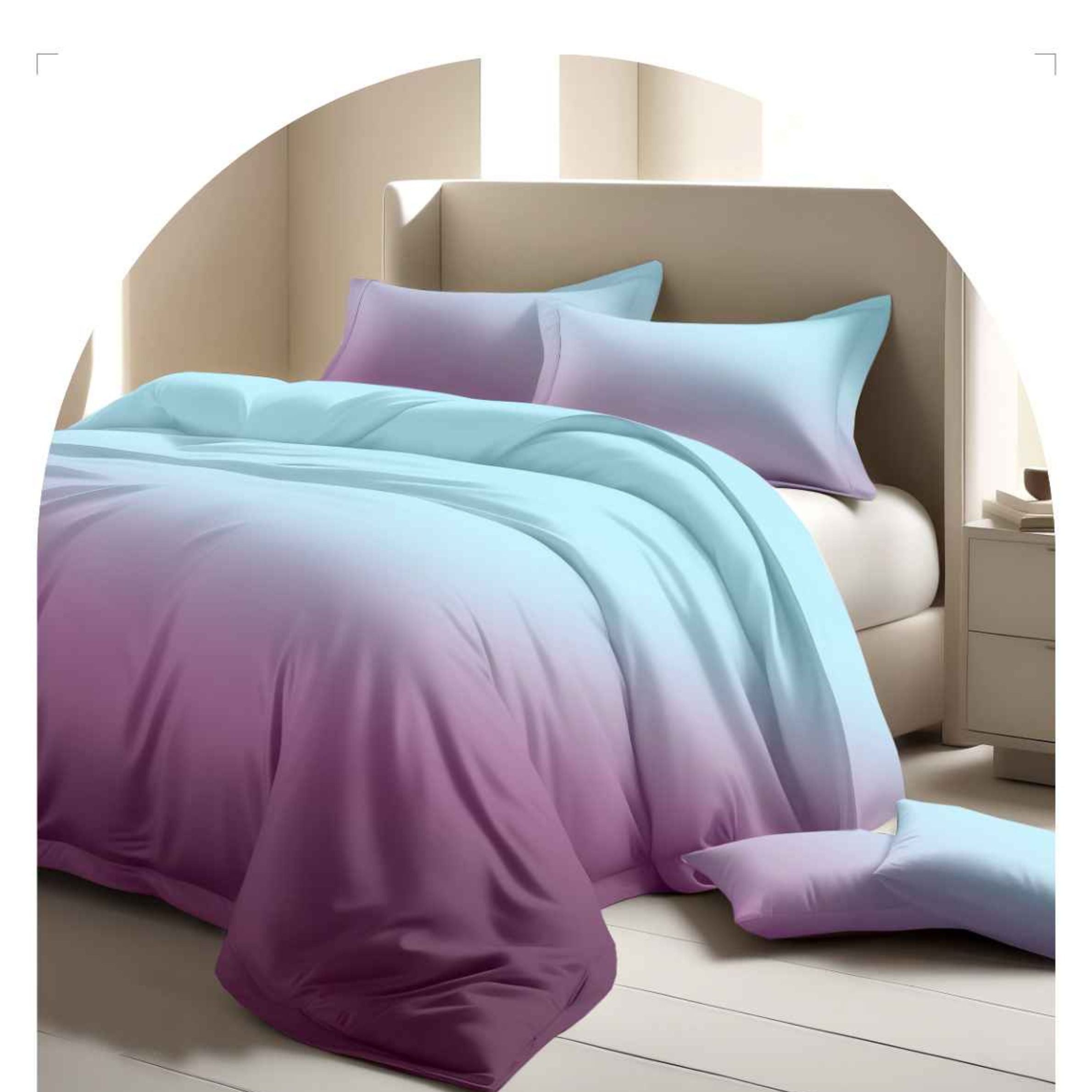 Nature Inspired Ombre Shaded King Size Bedsheet – 250 TC Pure Cotton
