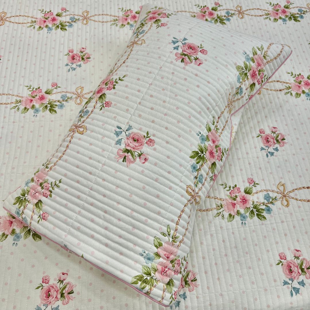 Handmade Quilted Vintage Floral Pure Cotton Bedcover Set