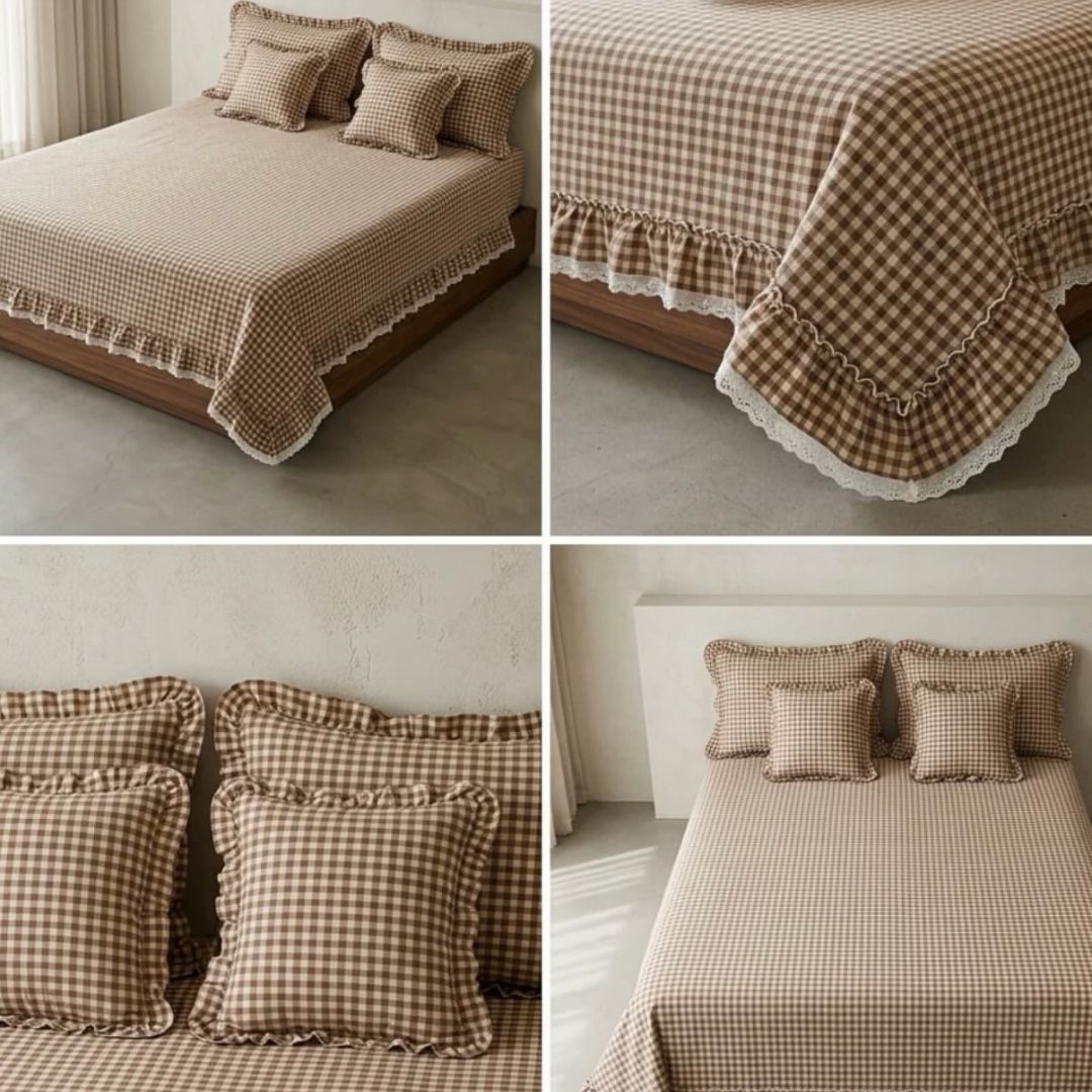 Lulu Gingham Check Quilted Bedcover
