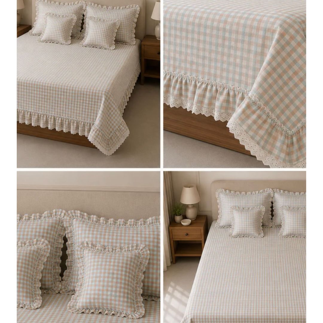 Lulu Gingham Check Quilted Bedcover