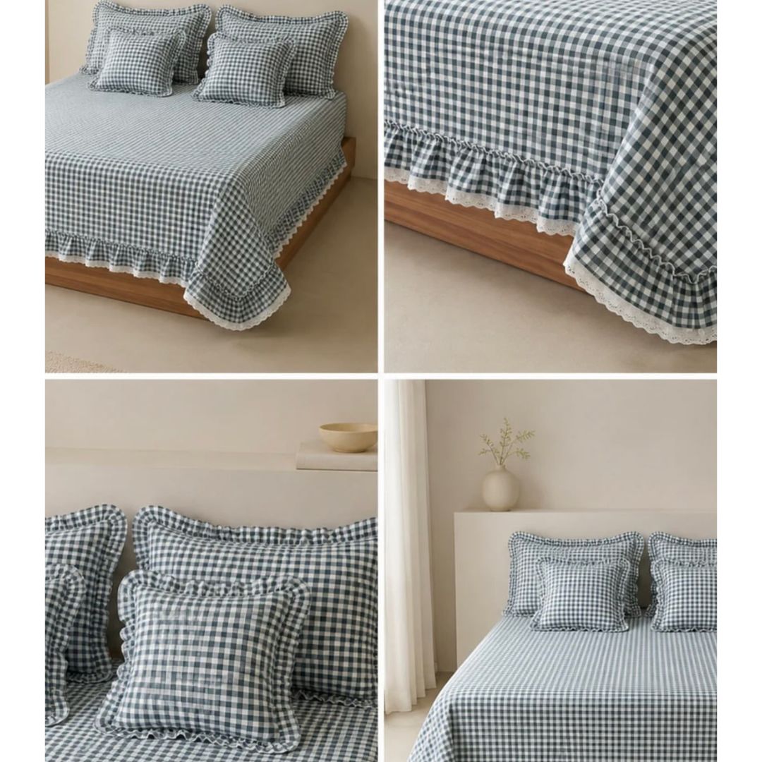 Lulu Gingham Check Quilted Bedcover
