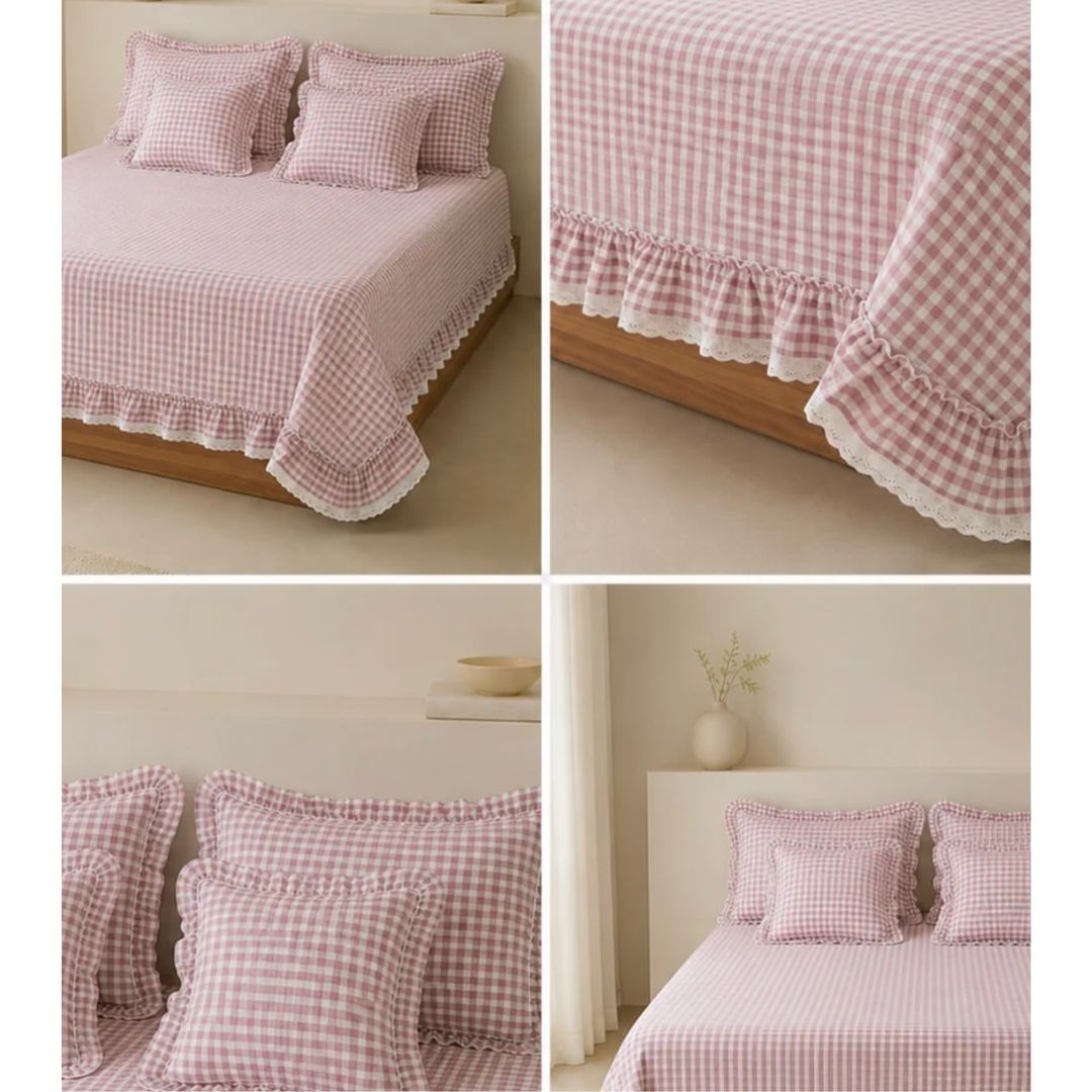 Lulu Gingham Check Quilted Bedcover