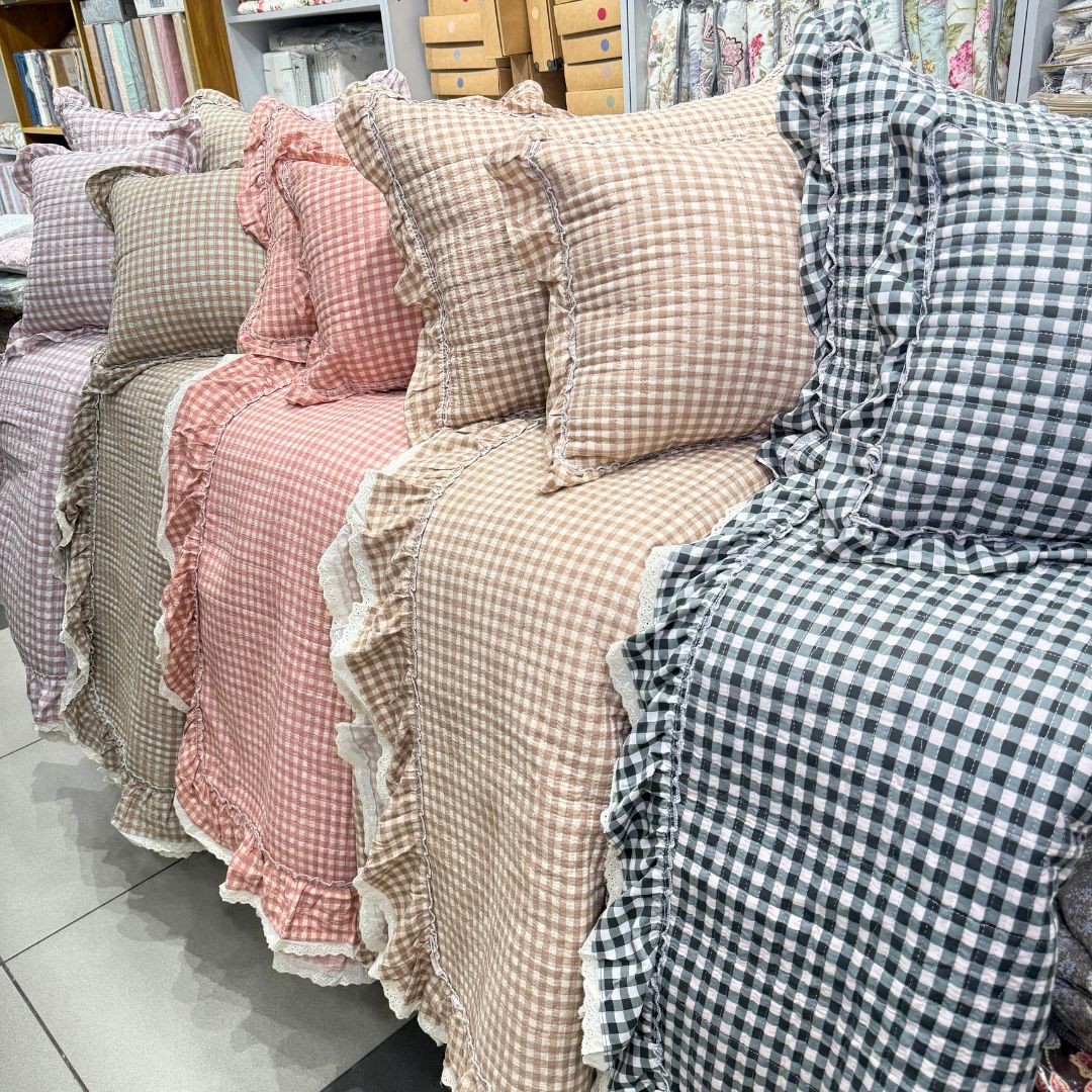 Lulu Gingham Check Quilted Bedcover