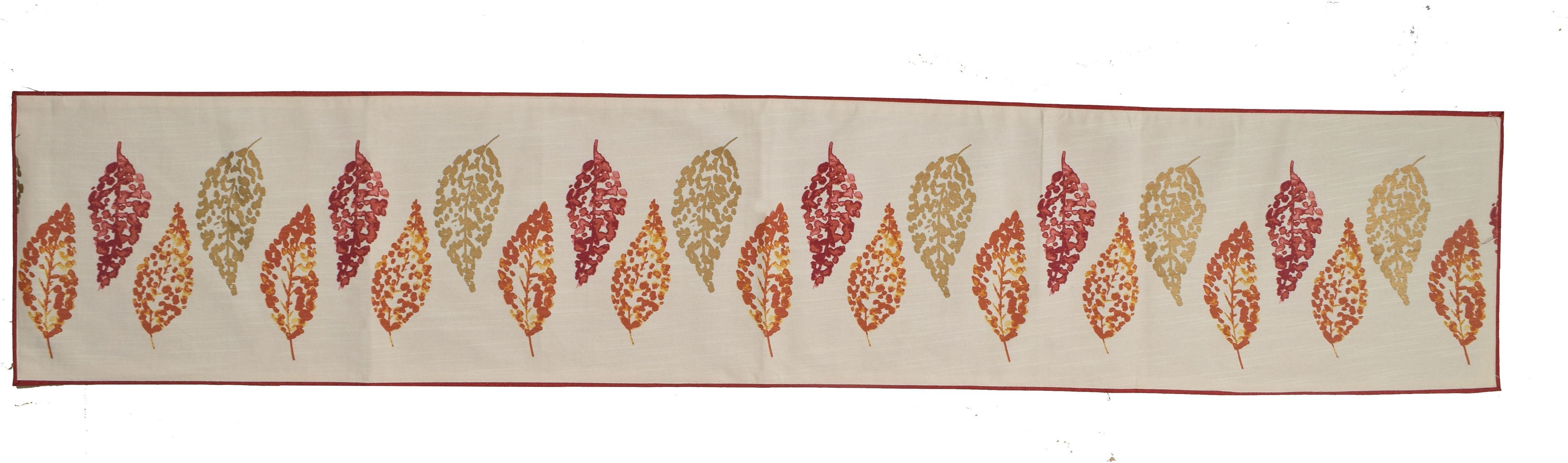 BILBERRY Furnishing By Preeti Grover Beige, Orange 35.56 cm Table Runner (Cotton)