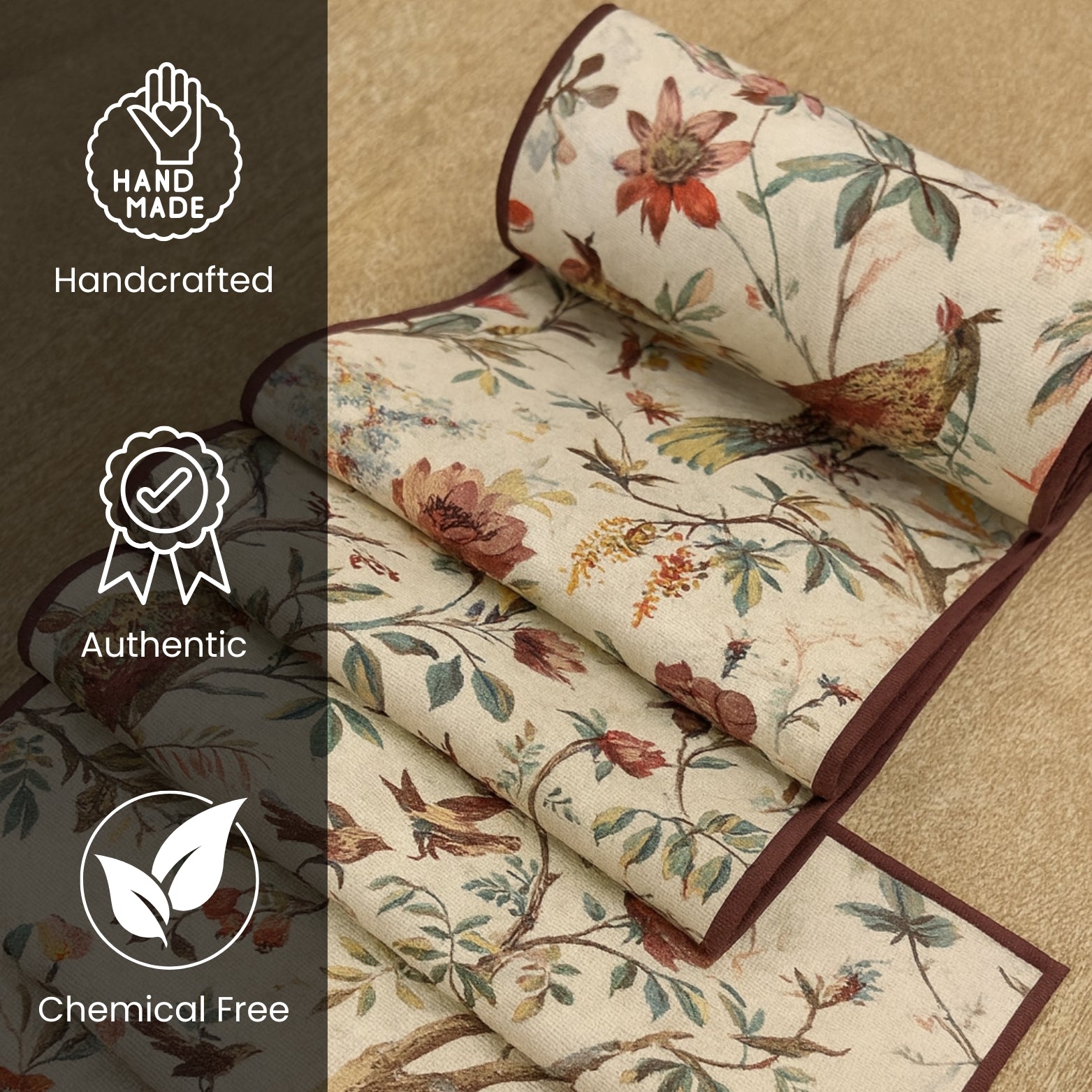 Printed Anti Skid Table Runner for Dining / Center Table Suitable for 4 Seater & 6 Seater
