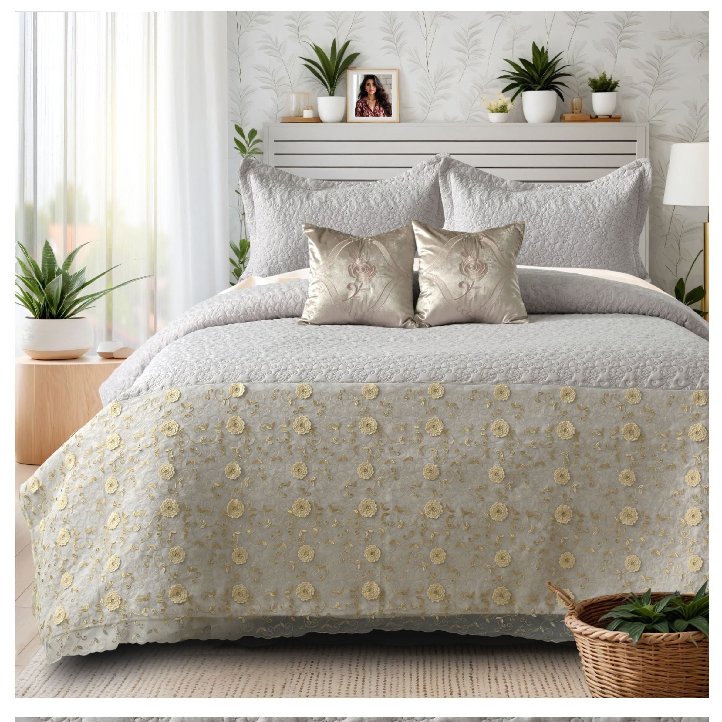 Zarif Embroidery Turkish Lace 5PC Bedcover Set