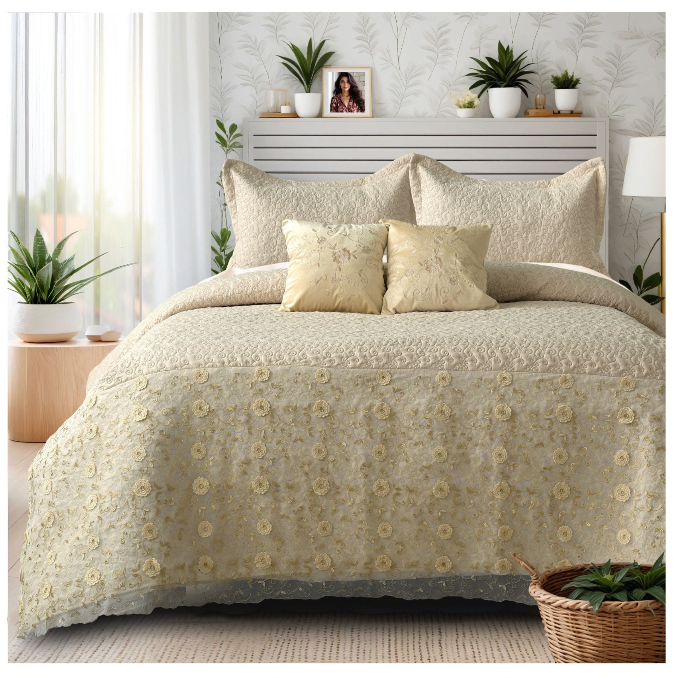 Zarif Embroidery Turkish Lace 5PC Bedcover Set