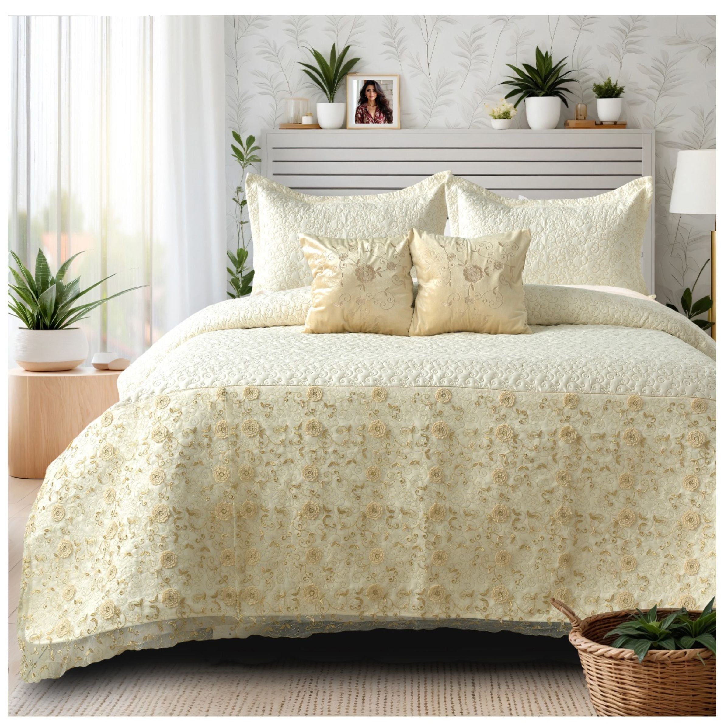 Zarif Embroidery Turkish Lace 5PC Bedcover Set