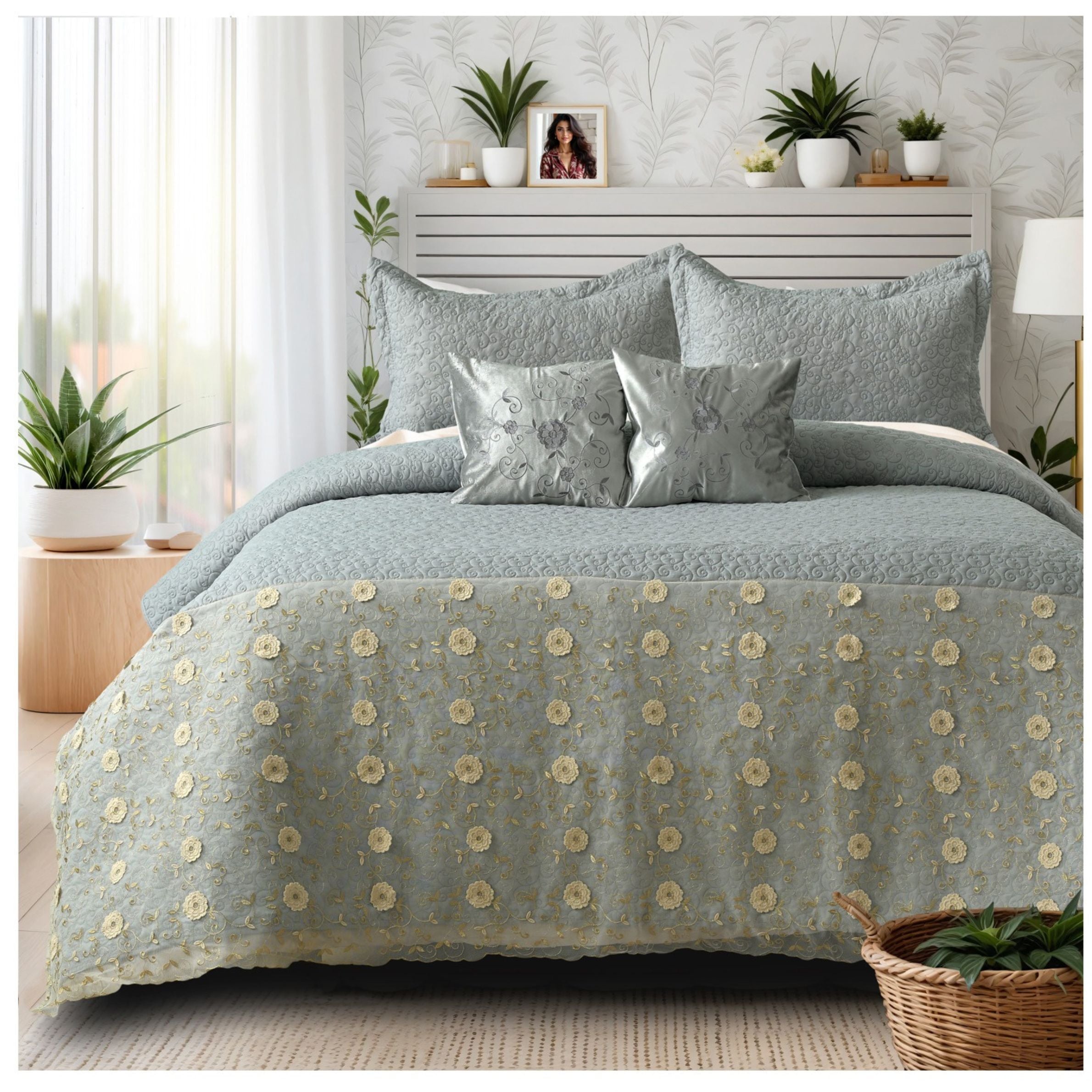 Zarif Embroidery Turkish Lace 5PC Bedcover Set