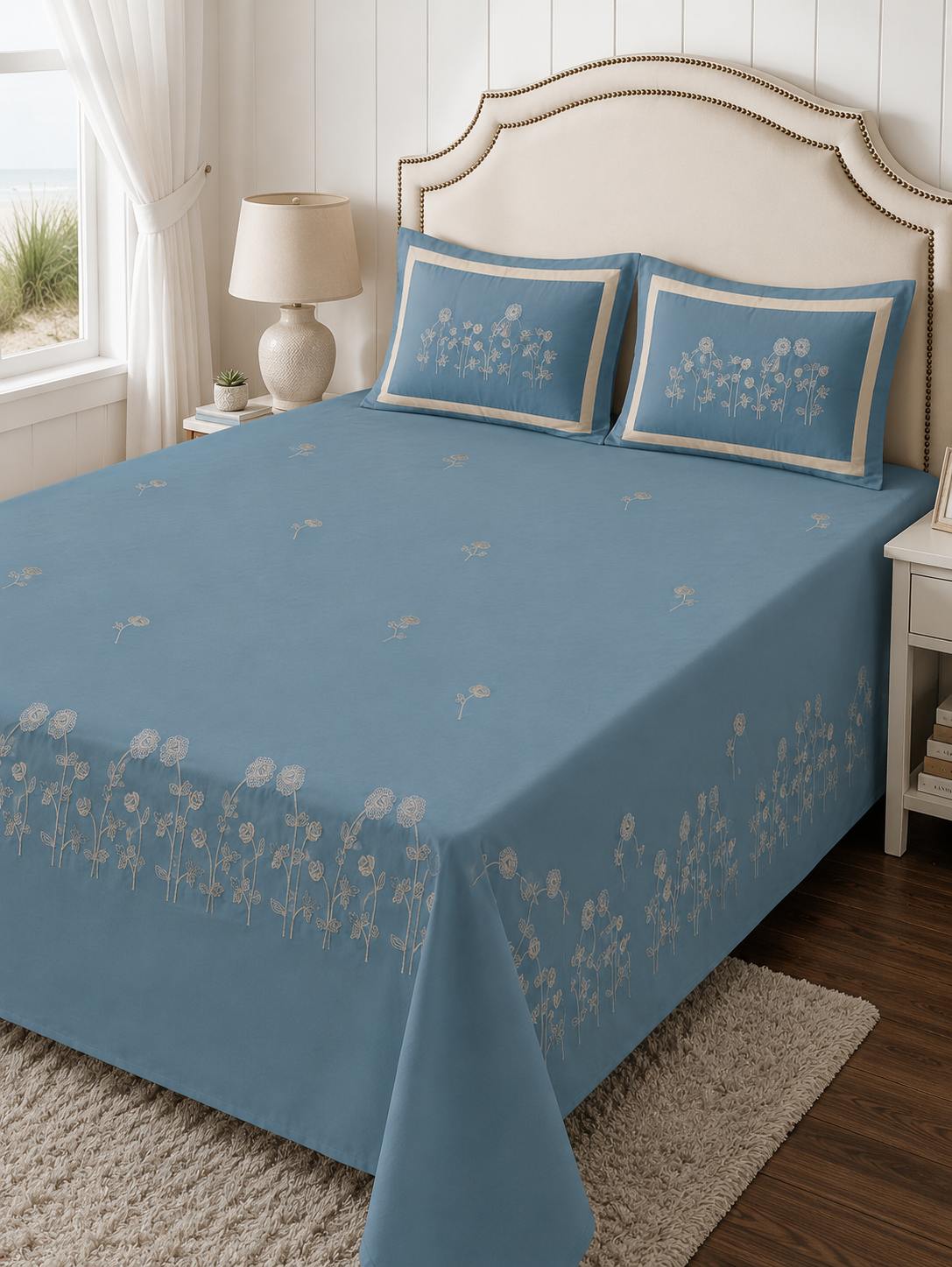 400TC Pure Cotton Embroidered Bedsheet Set