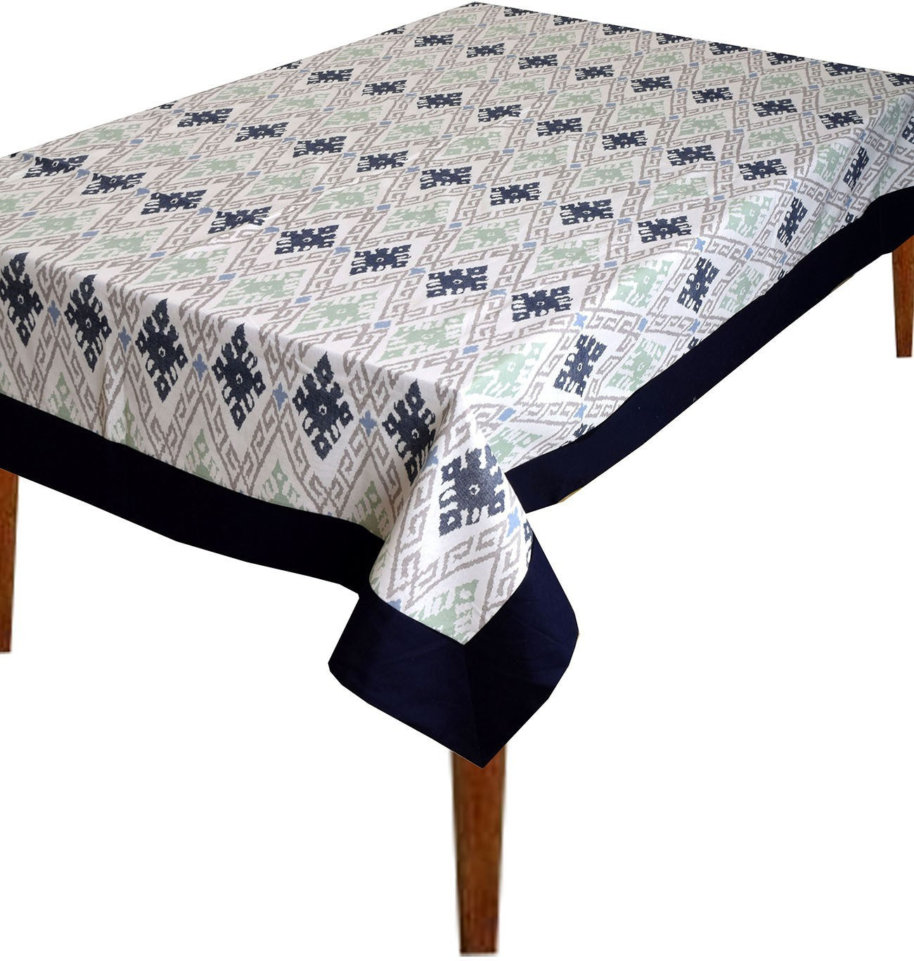 BILBERRY Furnishing By Preeti Grover Abstract 4 Seater Table Cover (White, Grey, Cotton)